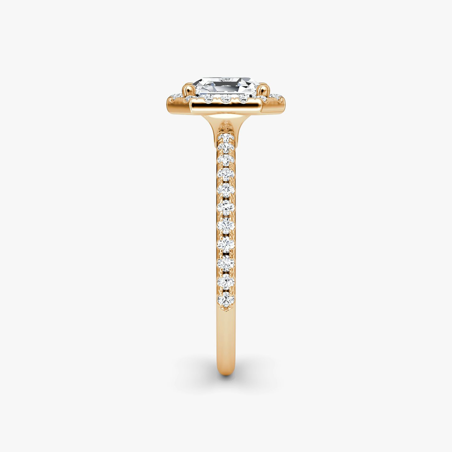 Anillo de compromiso Halo | Asscher | 14k | Oro rosa | bandAccent: Pavé | haloSize: original | diamondOrientation: vertical | caratWeight: other