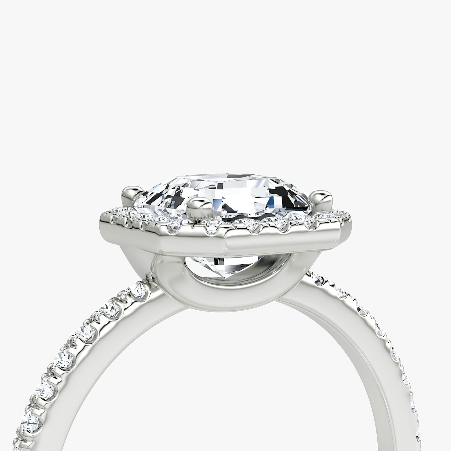 The Halo | Asscher | 18k | White Gold | bandAccent: Pavé | haloSize: original | diamondOrientation: vertical | caratWeight: other