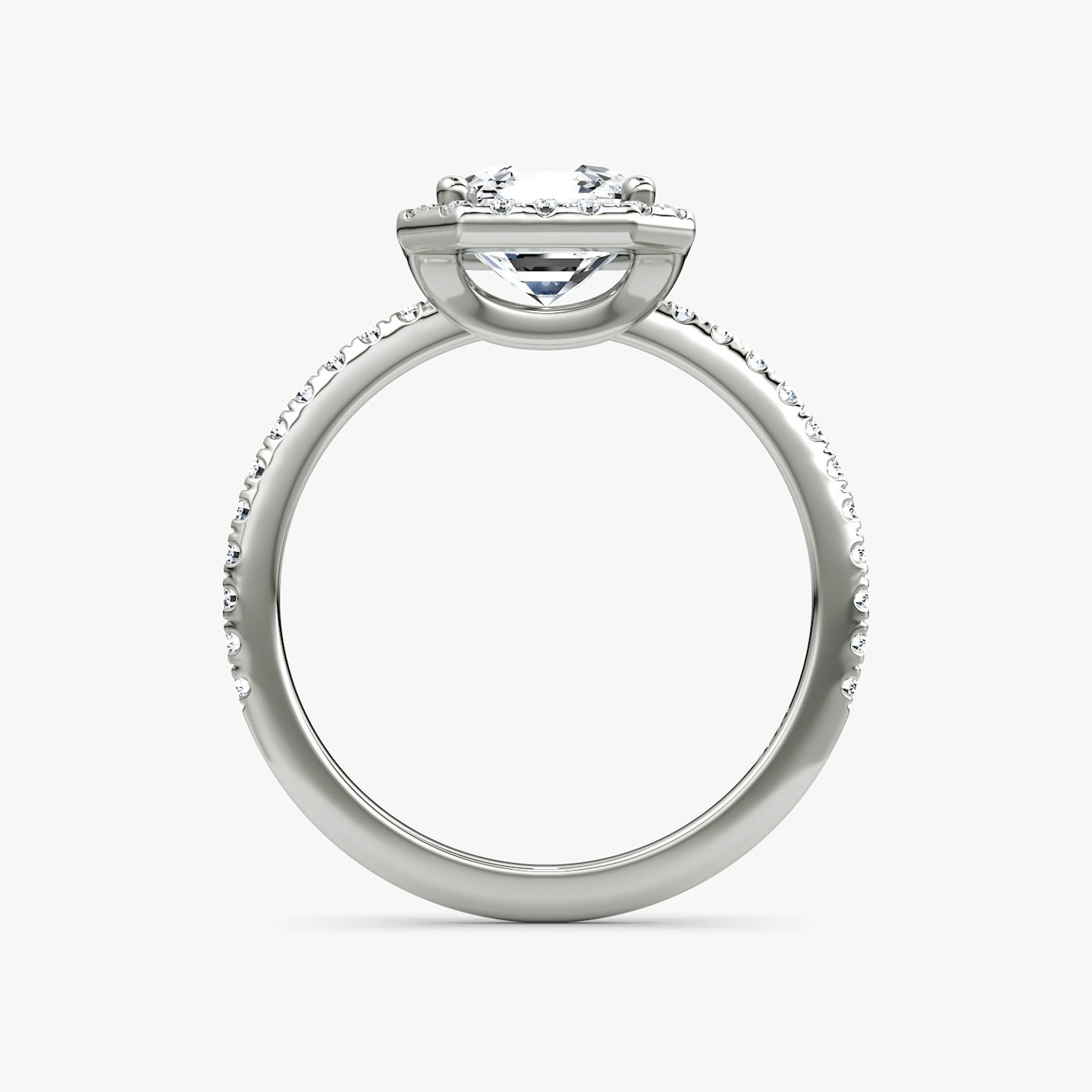 The Halo | Asscher | 18k | White Gold | bandAccent: Pavé | haloSize: original | diamondOrientation: vertical | caratWeight: other