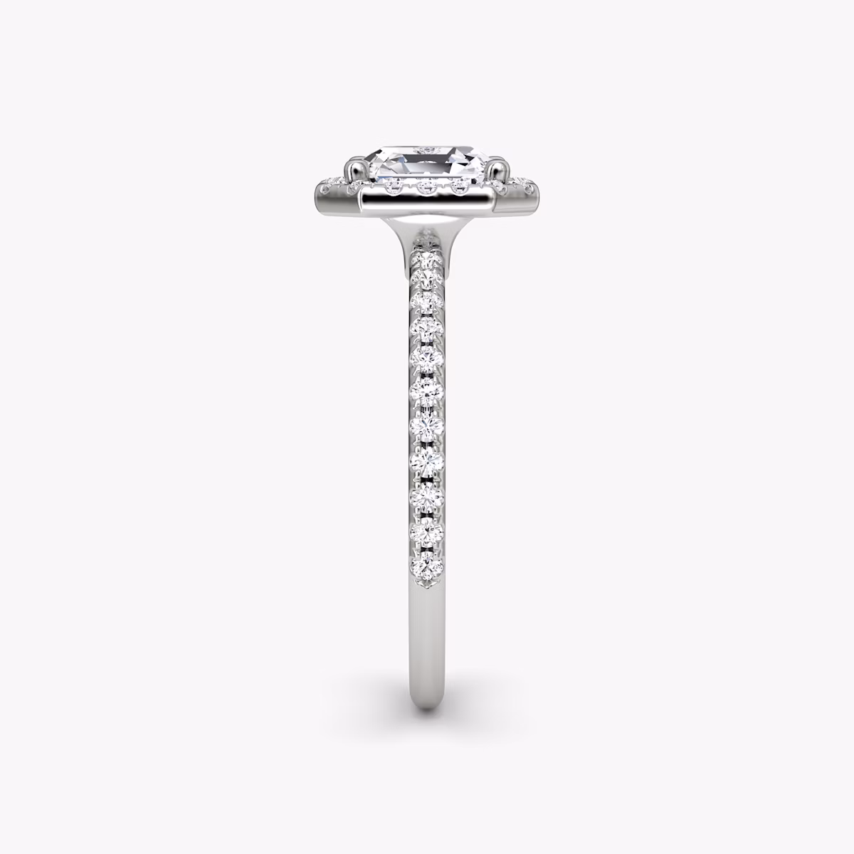 The Halo | Asscher | 18k | White Gold | bandAccent: Pavé | haloSize: original | diamondOrientation: vertical | caratWeight: other