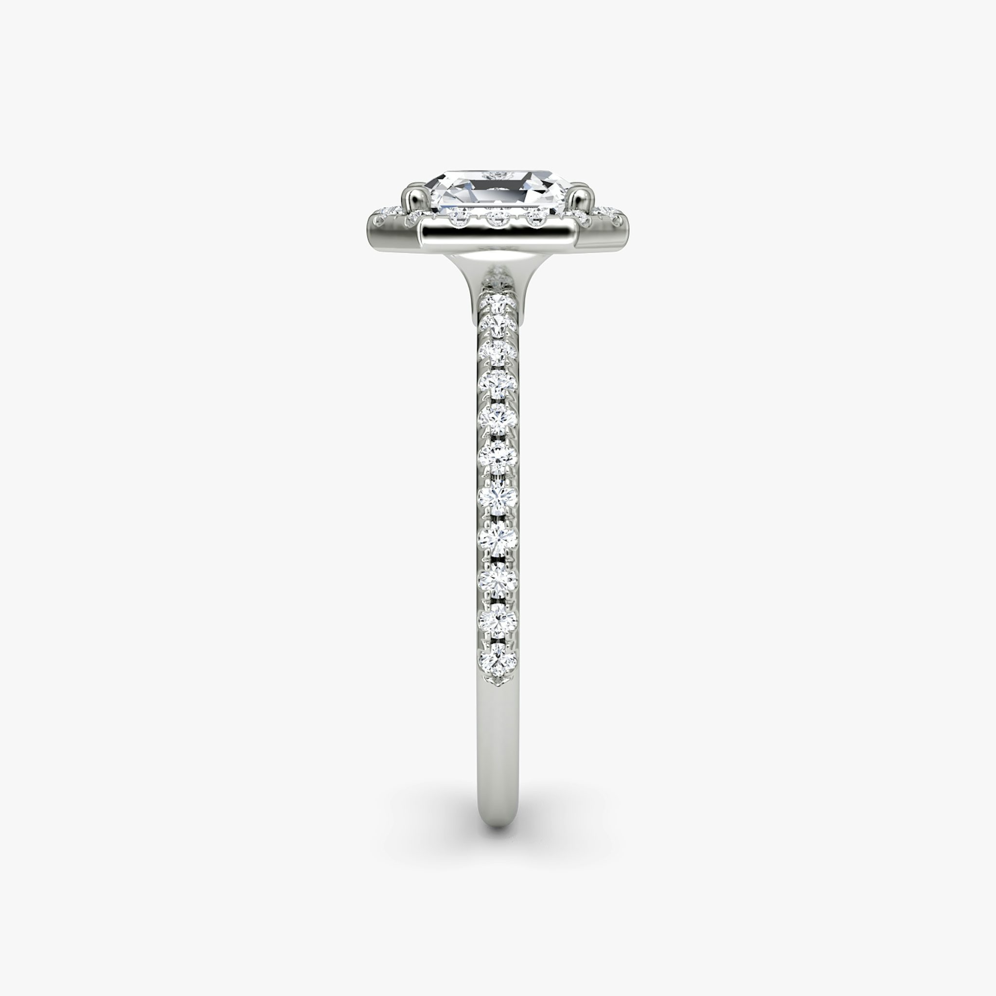 The Halo | Asscher | Platinum | bandAccent: Pavé | haloSize: original | diamondOrientation: vertical | caratWeight: other