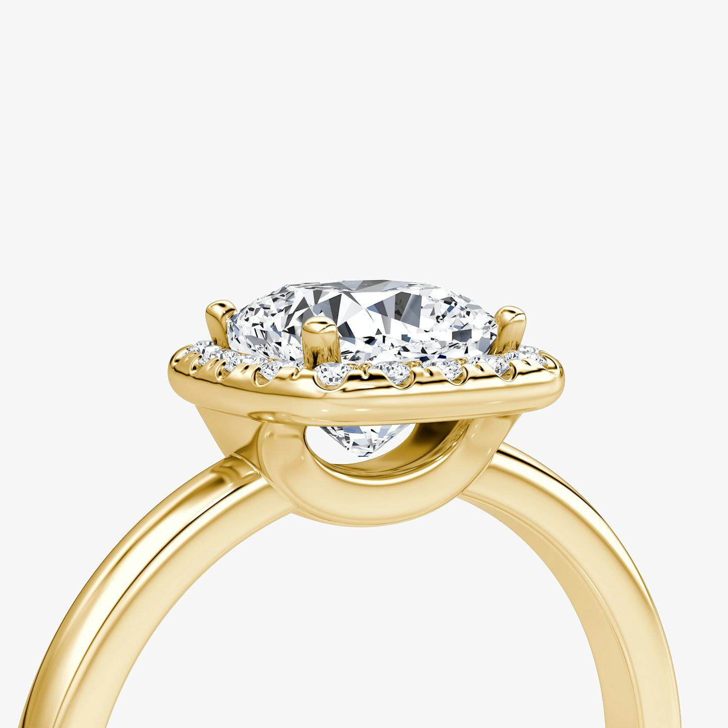 The Halo | Cushion | 18k | Yellow Gold | bandAccent: Plain | haloSize: original | diamondOrientation: vertical | caratWeight: other