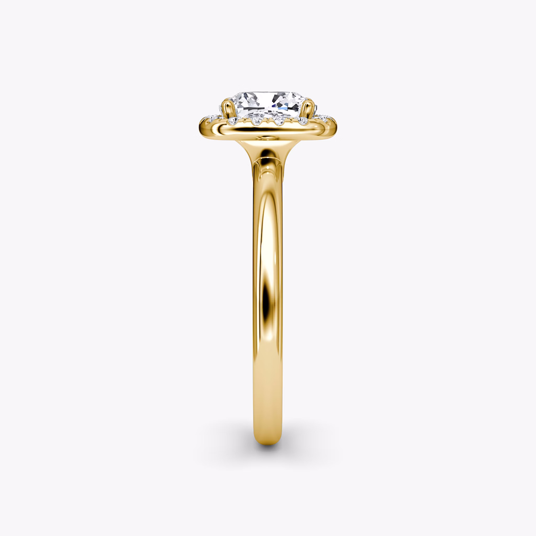 The Halo | Cushion | 18k | Yellow Gold | bandAccent: Plain | haloSize: original | diamondOrientation: vertical | caratWeight: other
