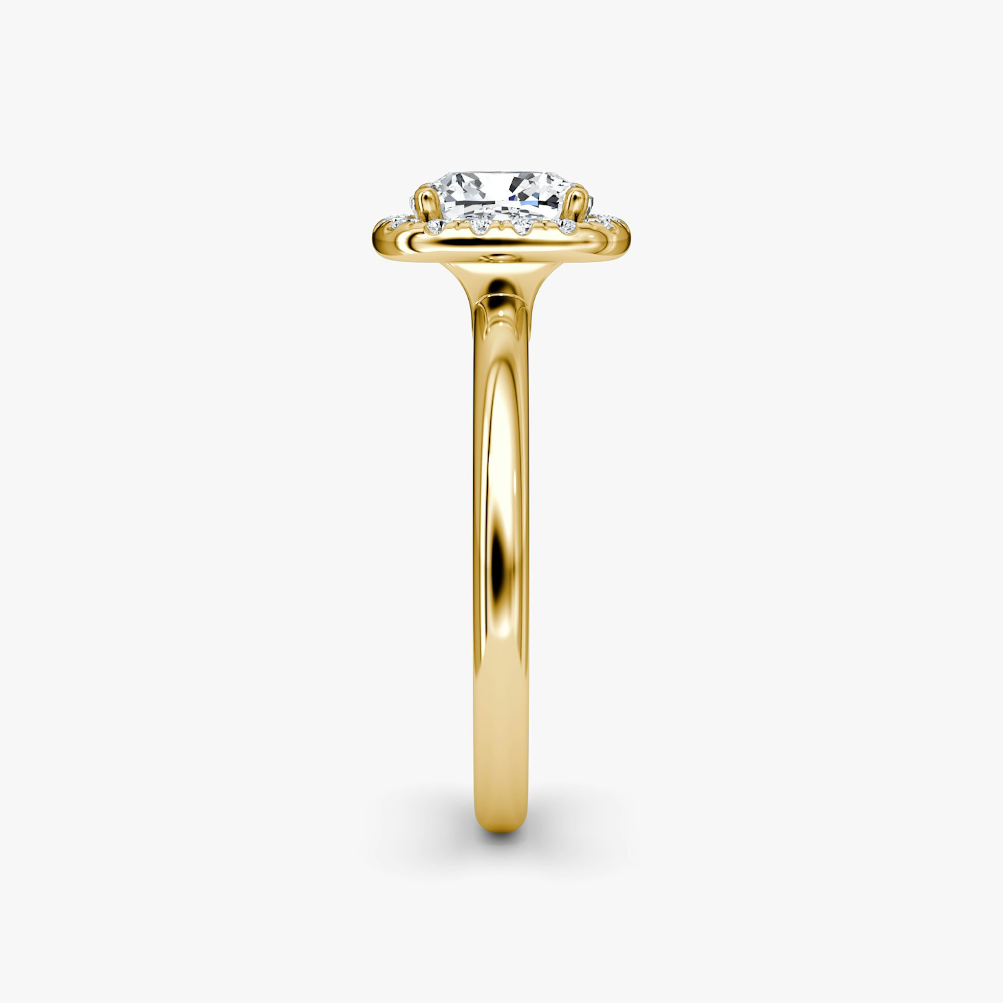 The Halo | Cushion | 18k | Yellow Gold | bandAccent: Plain | haloSize: original | diamondOrientation: vertical | caratWeight: other