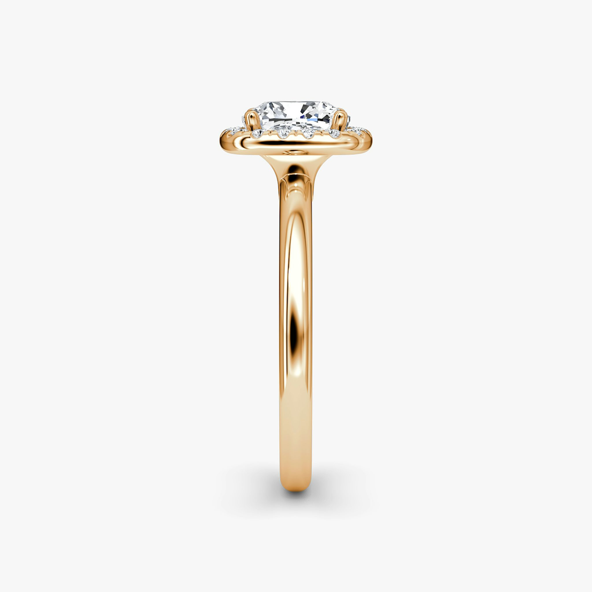 The Halo | Cushion | 14k | Rose Gold | bandAccent: Plain | haloSize: original | diamondOrientation: vertical | caratWeight: other