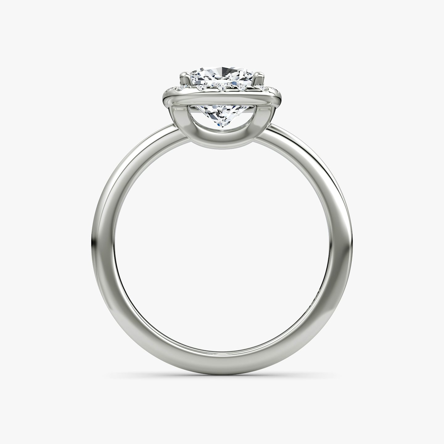The Halo | Cushion | 18k | White Gold | bandAccent: Plain | haloSize: original | diamondOrientation: vertical | caratWeight: other