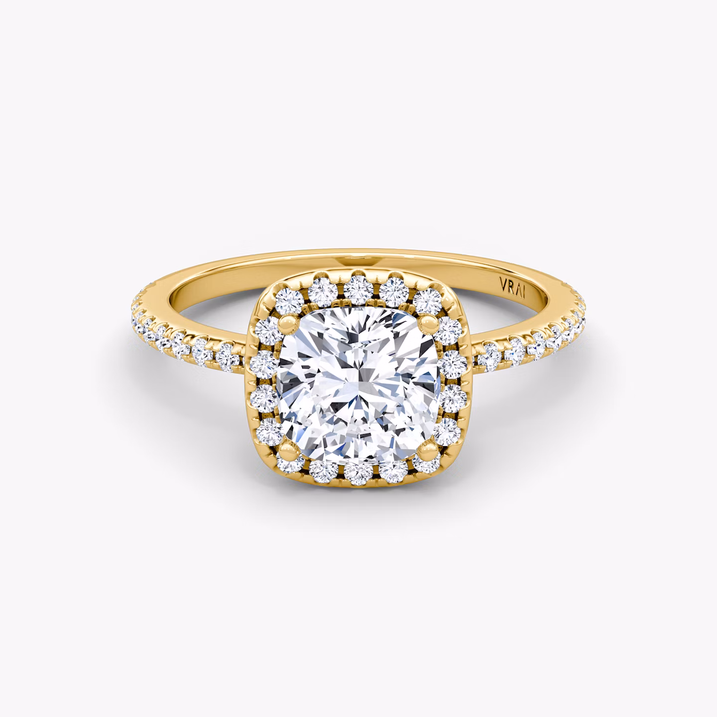 The Halo Cushion | Yellow Gold