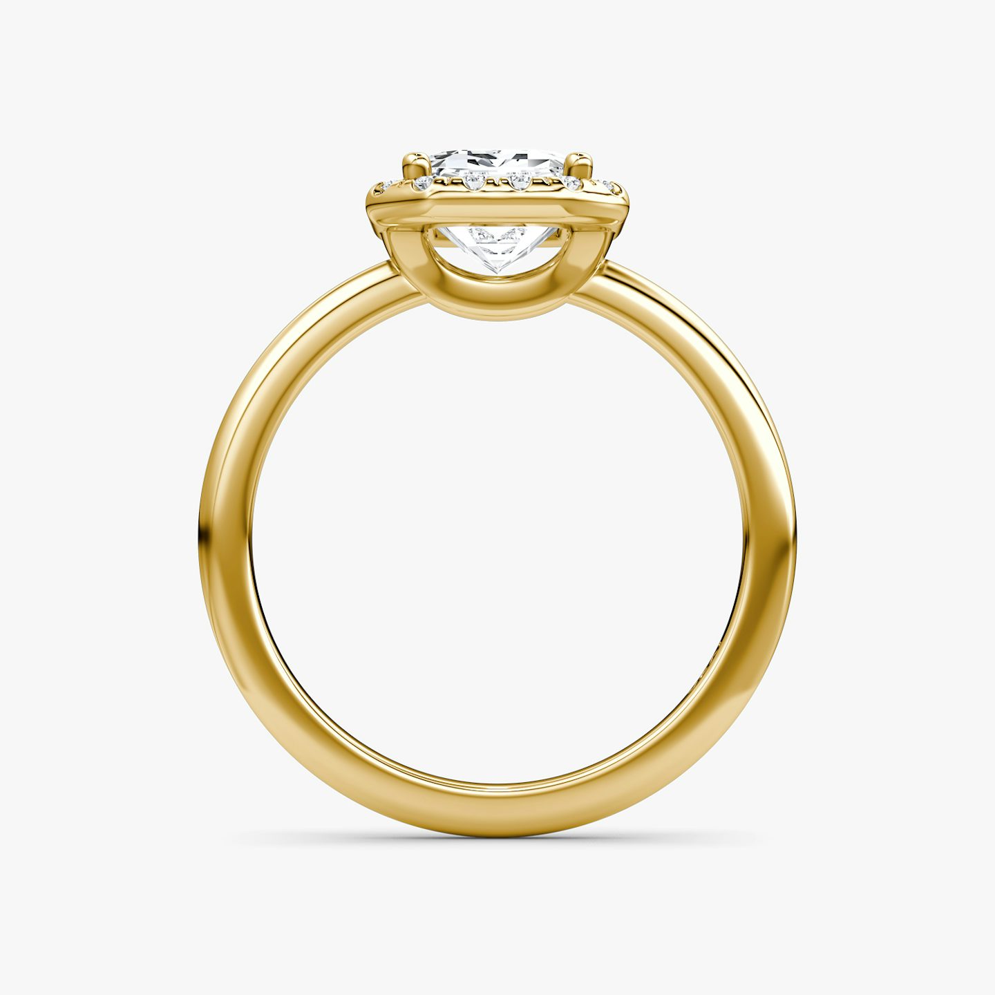 The Halo | Emerald | 18k | Yellow Gold | bandAccent: Plain | haloSize: original | diamondOrientation: vertical | caratWeight: other
