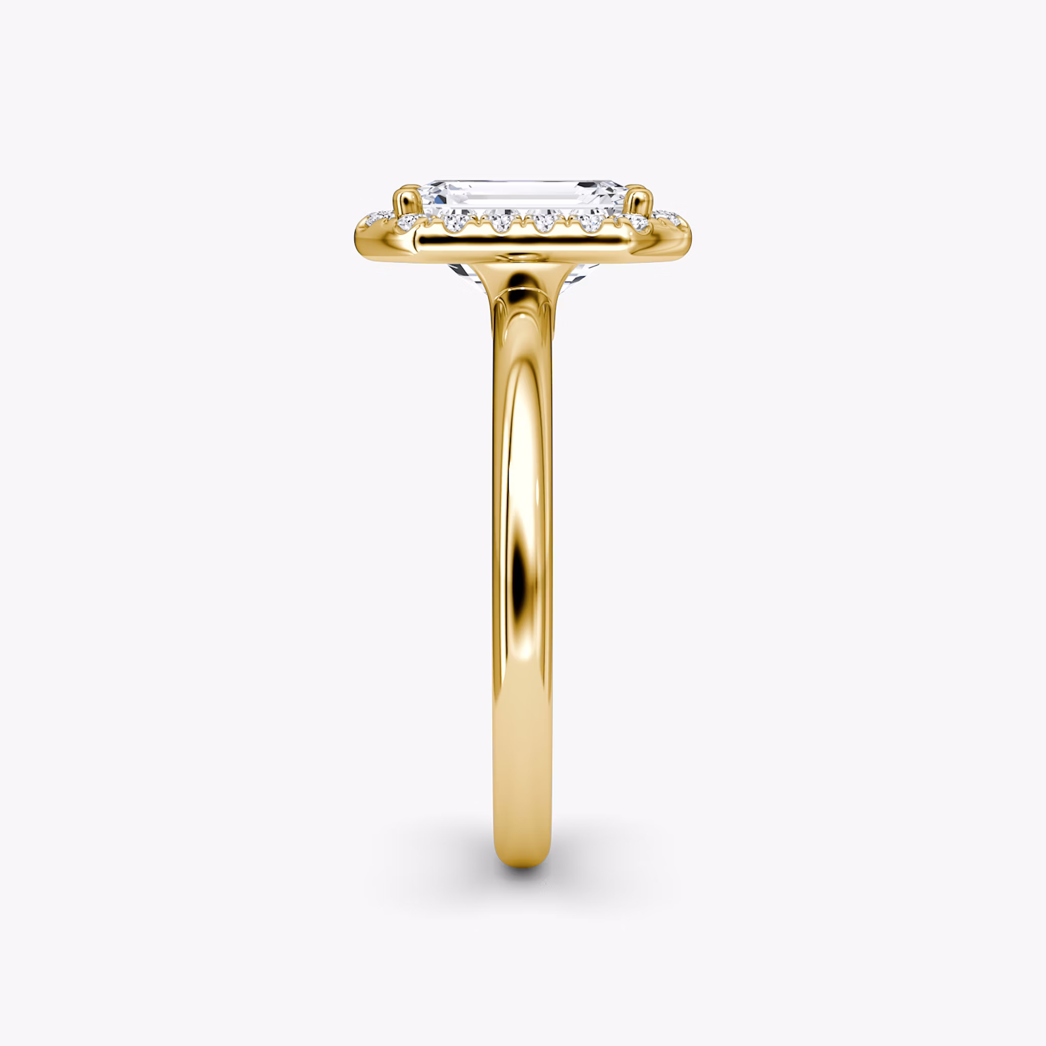 The Halo | Emerald | 18k | Yellow Gold | bandAccent: Plain | haloSize: original | diamondOrientation: vertical | caratWeight: other