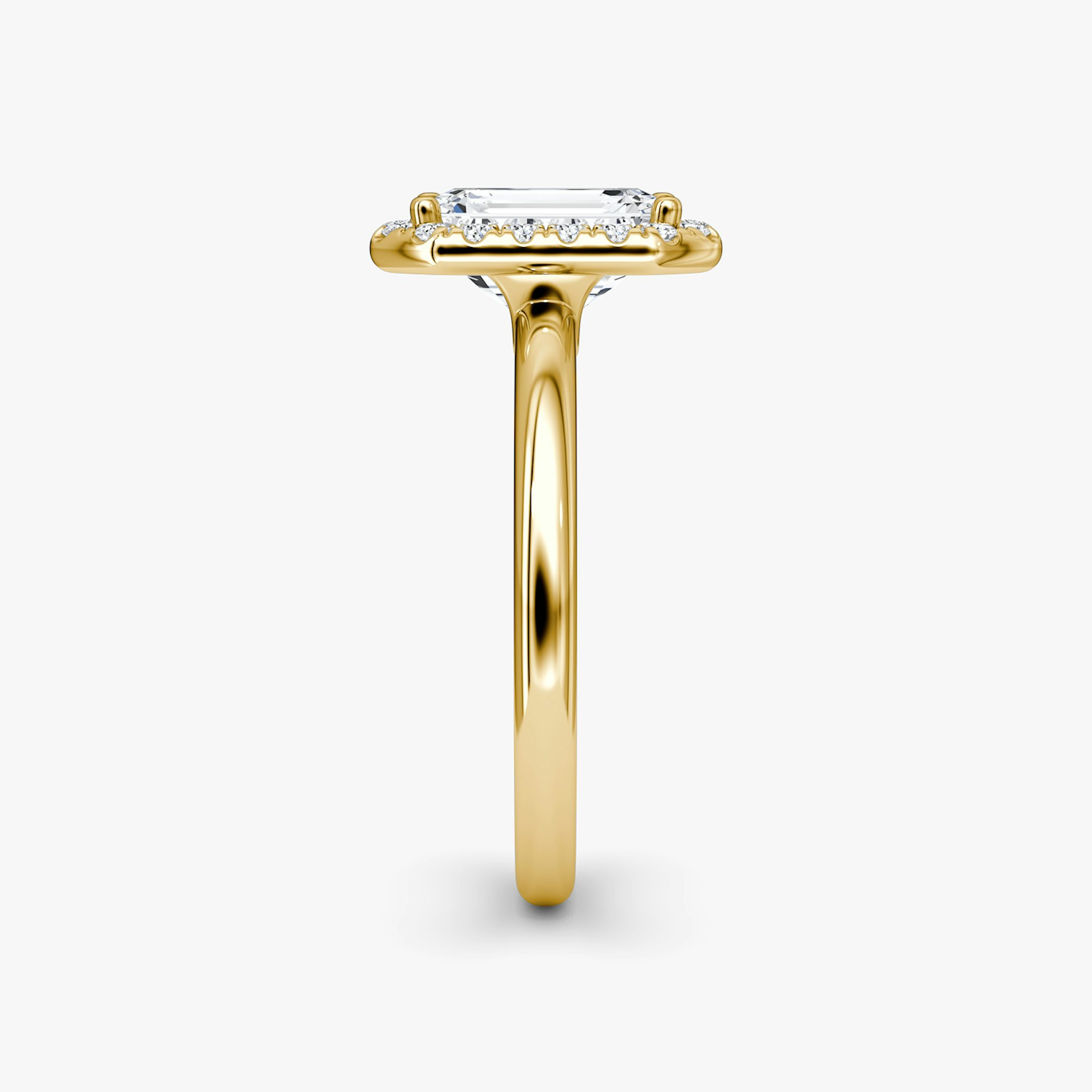 The Halo | Emerald | 18k | Yellow Gold | bandAccent: Plain | haloSize: original | diamondOrientation: vertical | caratWeight: other