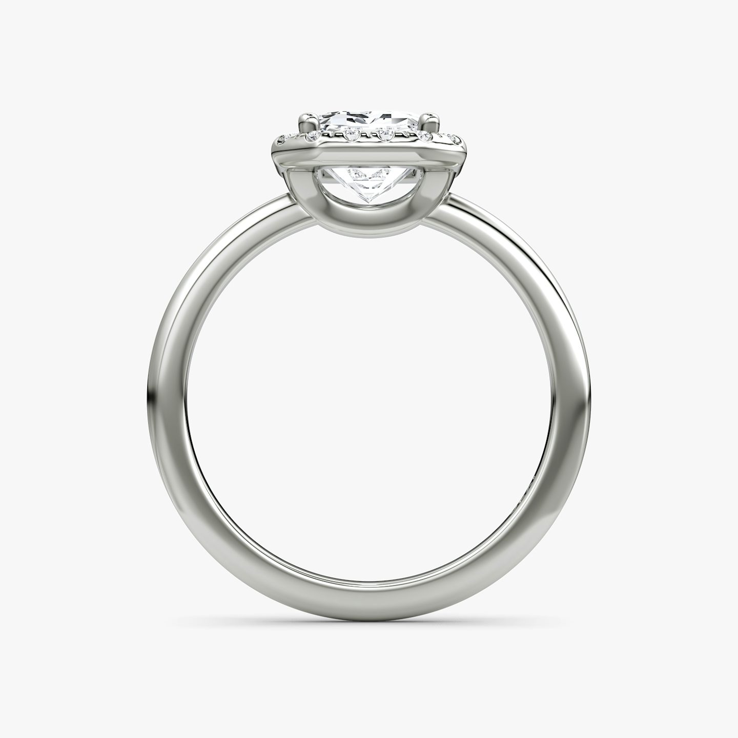 The Halo | Emerald | 18k | White Gold | bandAccent: Plain | haloSize: original | diamondOrientation: vertical | caratWeight: other