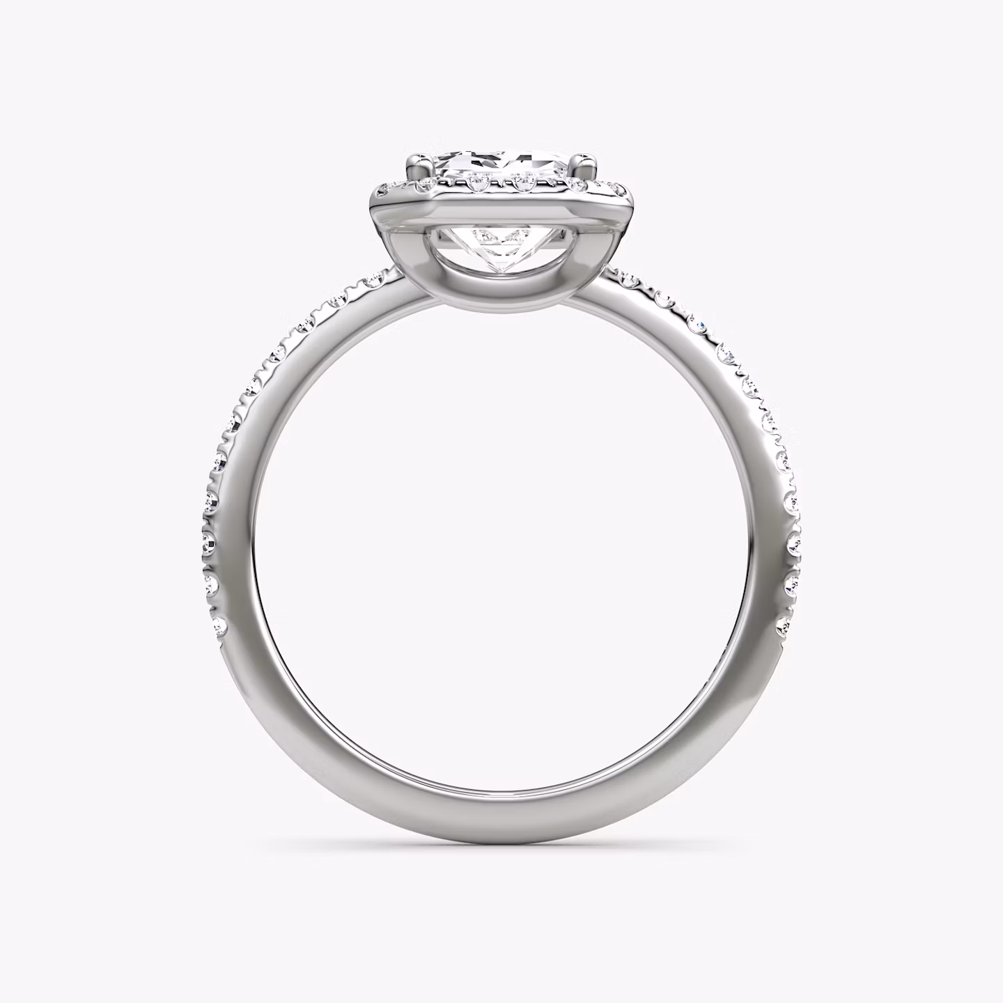 Halo | Emerald | 18k | Weißgold | bandAccent: Mit Pavé-Besatz | haloSize: original | diamondOrientation: vertical | caratWeight: other