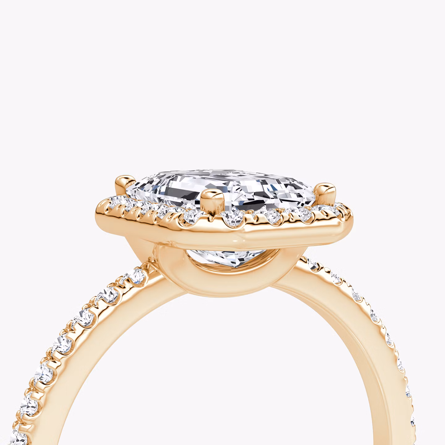 Halo | Emerald | 14k | Roségold | bandAccent: Mit Pavé-Besatz | haloSize: original | diamondOrientation: vertical | caratWeight: other