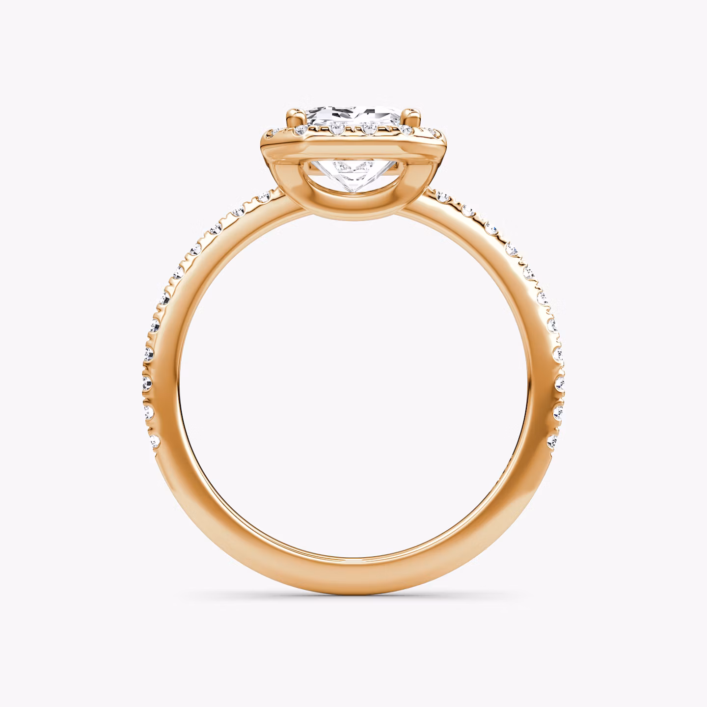 Halo | Emerald | 14k | Roségold | bandAccent: Mit Pavé-Besatz | haloSize: original | diamondOrientation: vertical | caratWeight: other