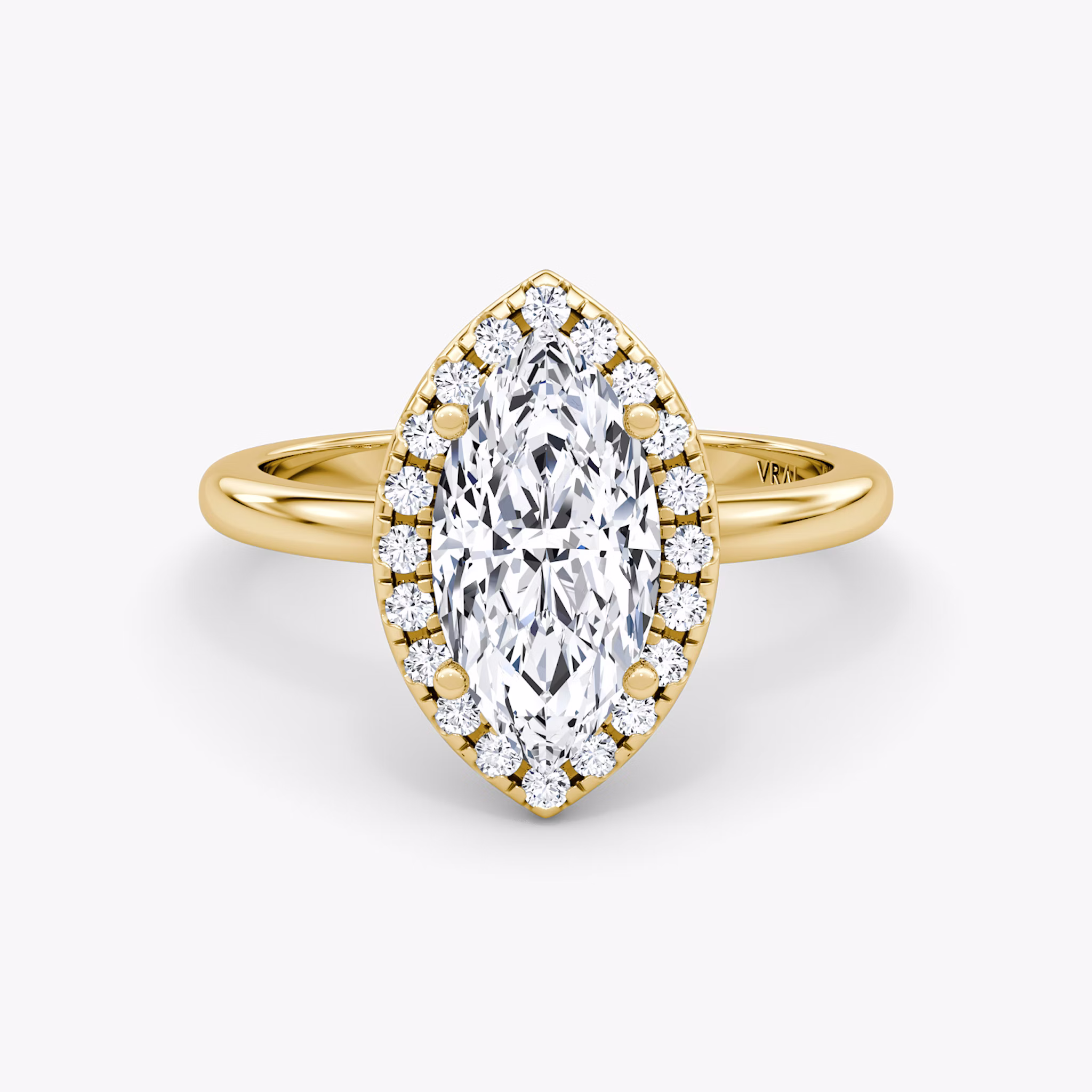 The Halo | Marquise | 18k | Yellow Gold | bandAccent: Plain | haloSize: original | diamondOrientation: vertical | caratWeight: other