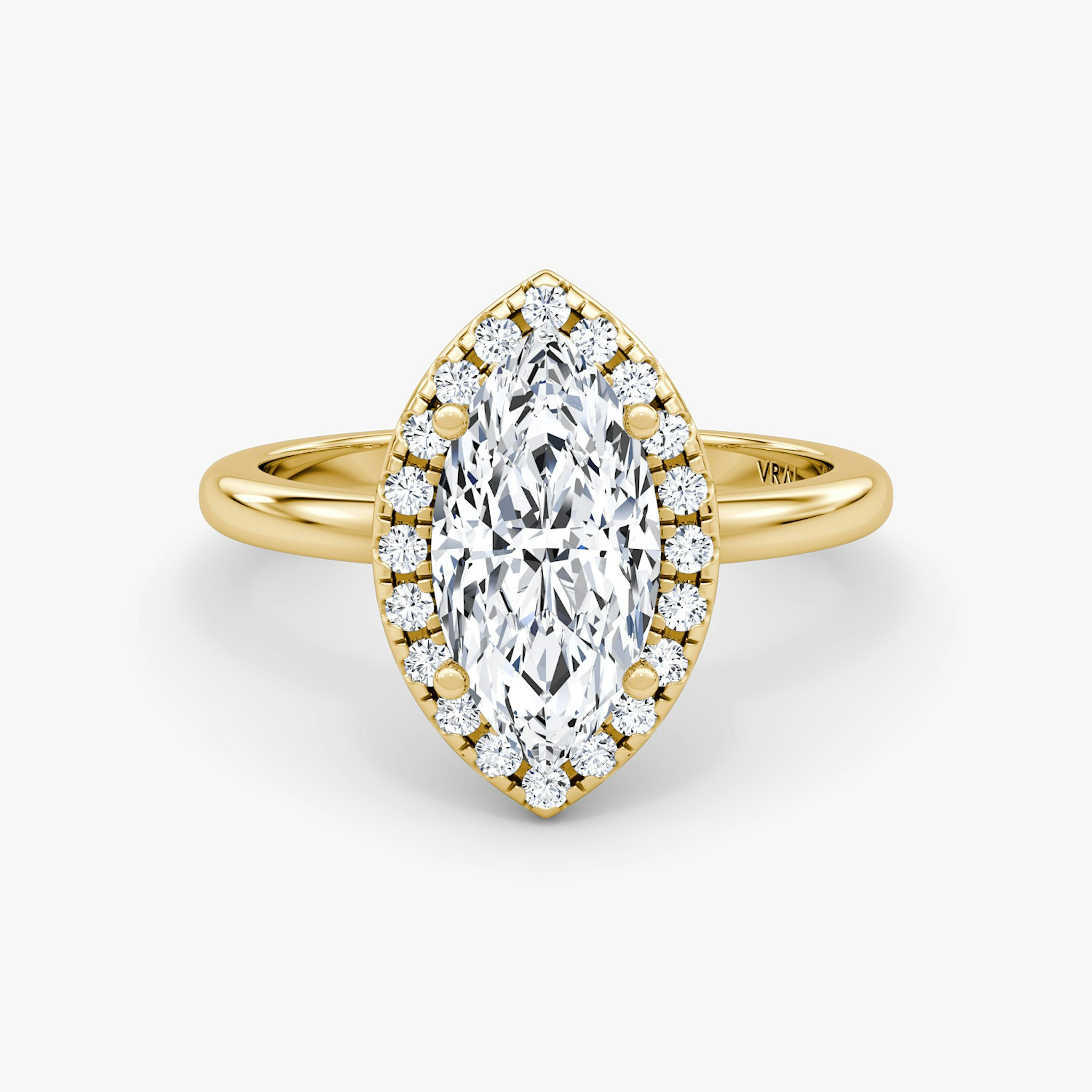 The Halo | Marquise | 18k | Yellow Gold | bandAccent: Plain | haloSize: original | diamondOrientation: vertical | caratWeight: other