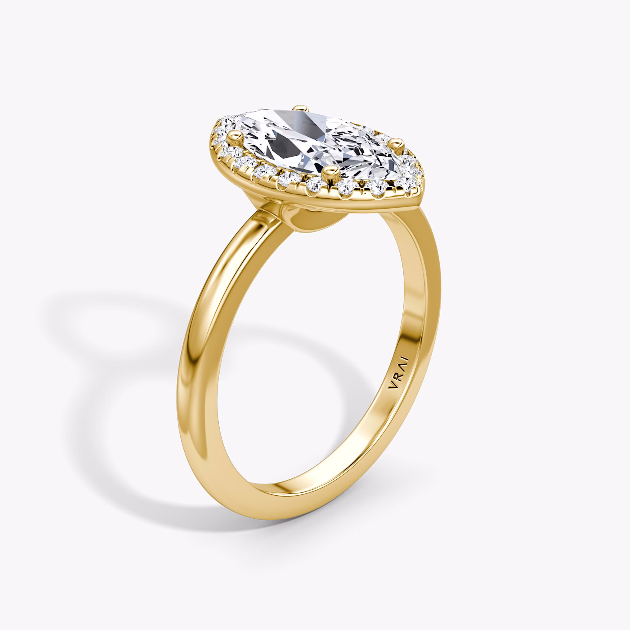The Halo | Marquise | 18k | Yellow Gold | bandAccent: Plain | haloSize: original | diamondOrientation: vertical | caratWeight: other