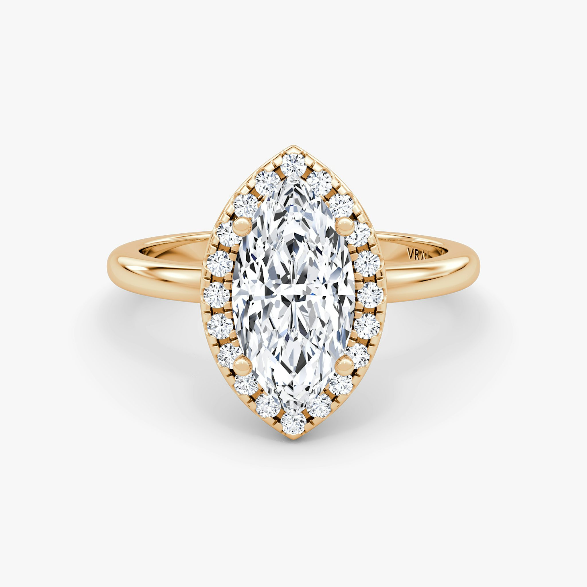 The Halo | Marquise | 14k | Rose Gold | bandAccent: Plain | haloSize: original | diamondOrientation: vertical | caratWeight: other