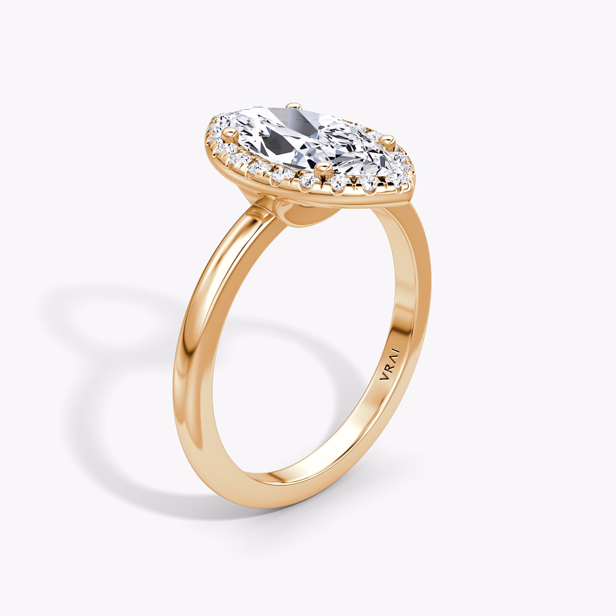 The Halo | Marquise | 14k | Rose Gold | bandAccent: Plain | haloSize: original | diamondOrientation: vertical | caratWeight: other