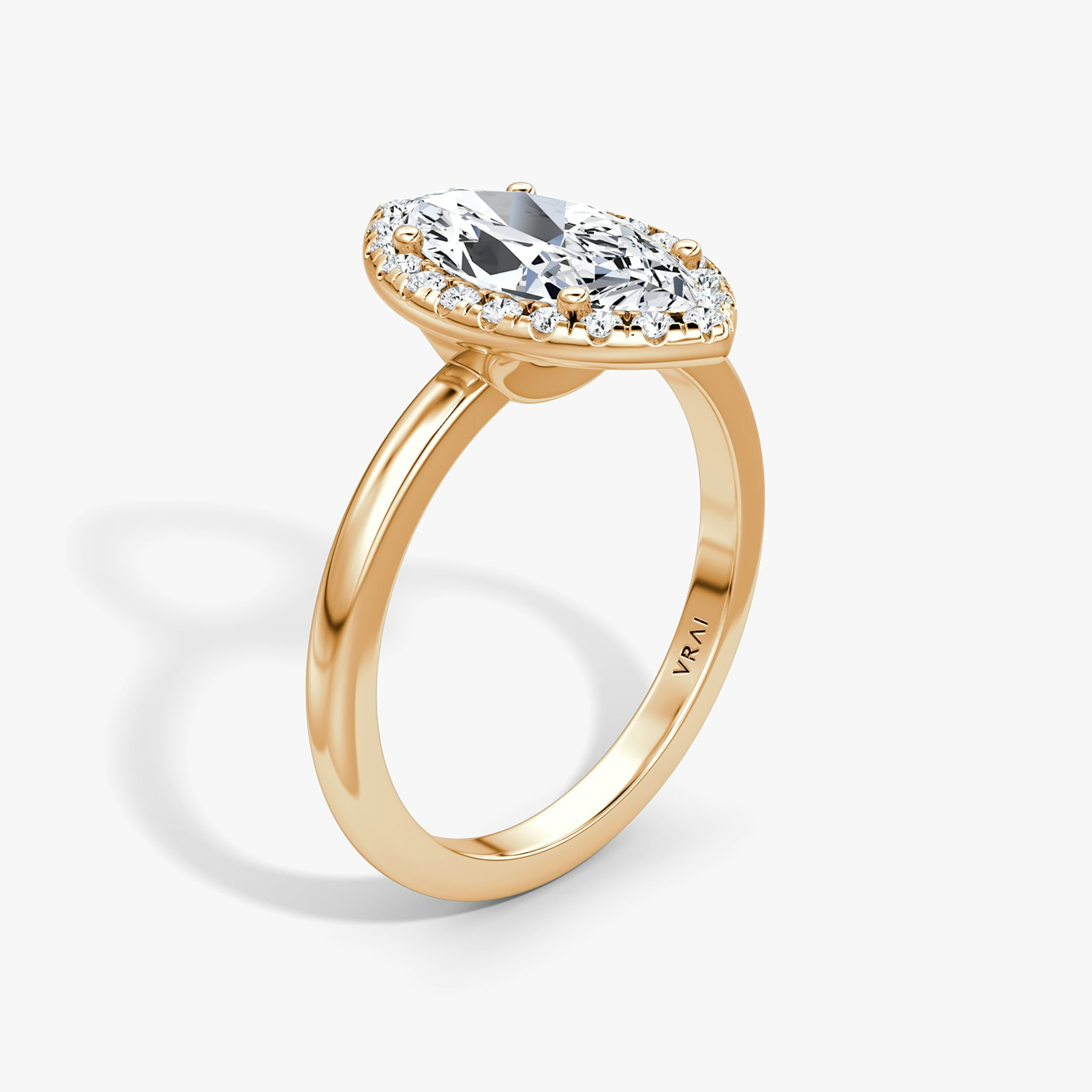 The Halo | Marquise | 14k | Rose Gold | bandAccent: Plain | haloSize: original | diamondOrientation: vertical | caratWeight: other