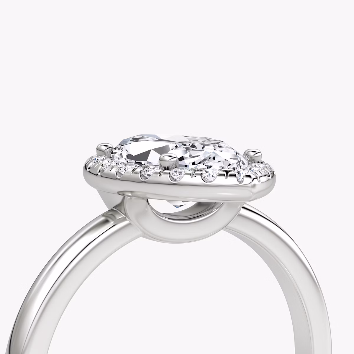 The Halo | Marquise | Platinum | bandAccent: Plain | haloSize: original | diamondOrientation: vertical | caratWeight: other