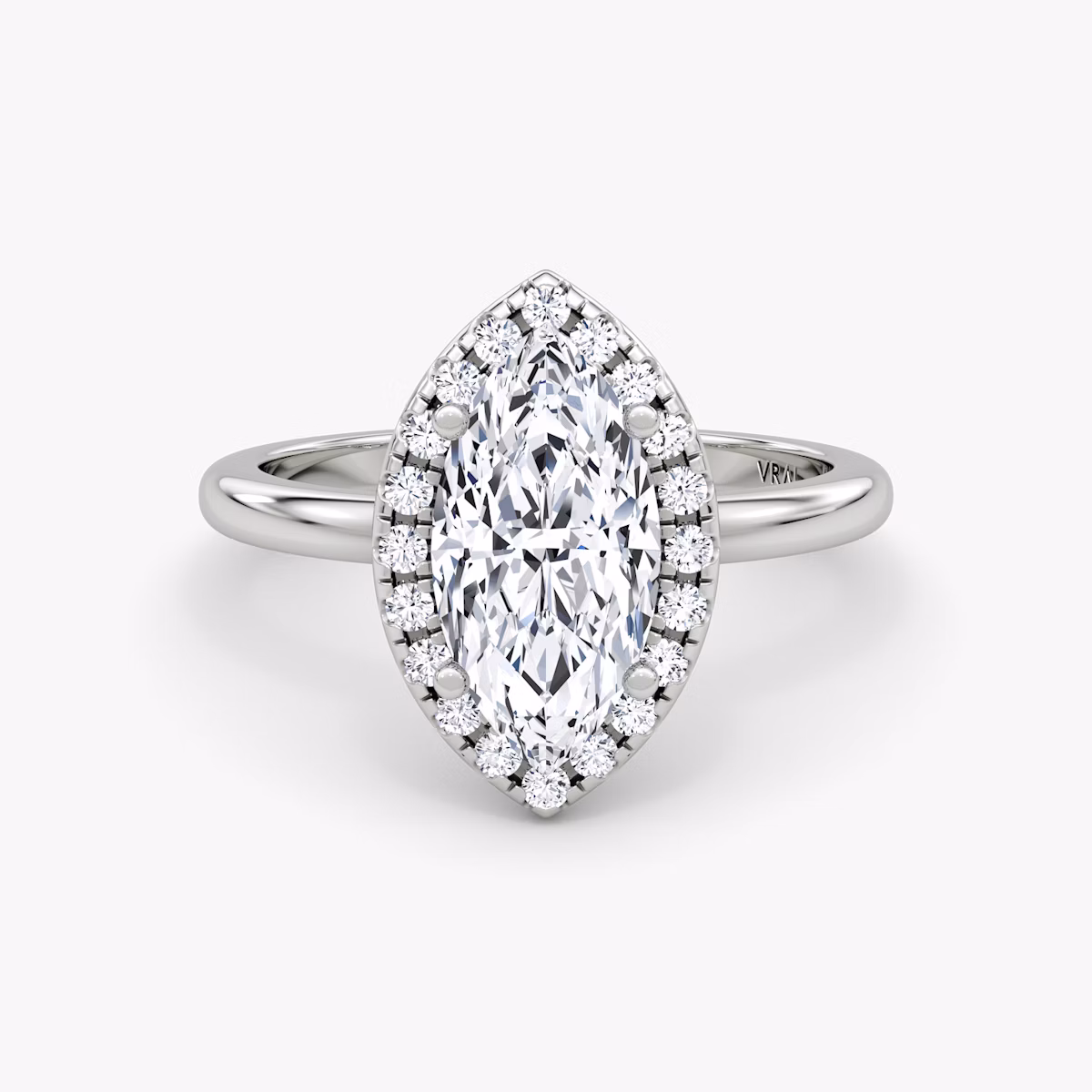 The Halo | Marquise | Platinum | bandAccent: Plain | haloSize: original | diamondOrientation: vertical | caratWeight: other
