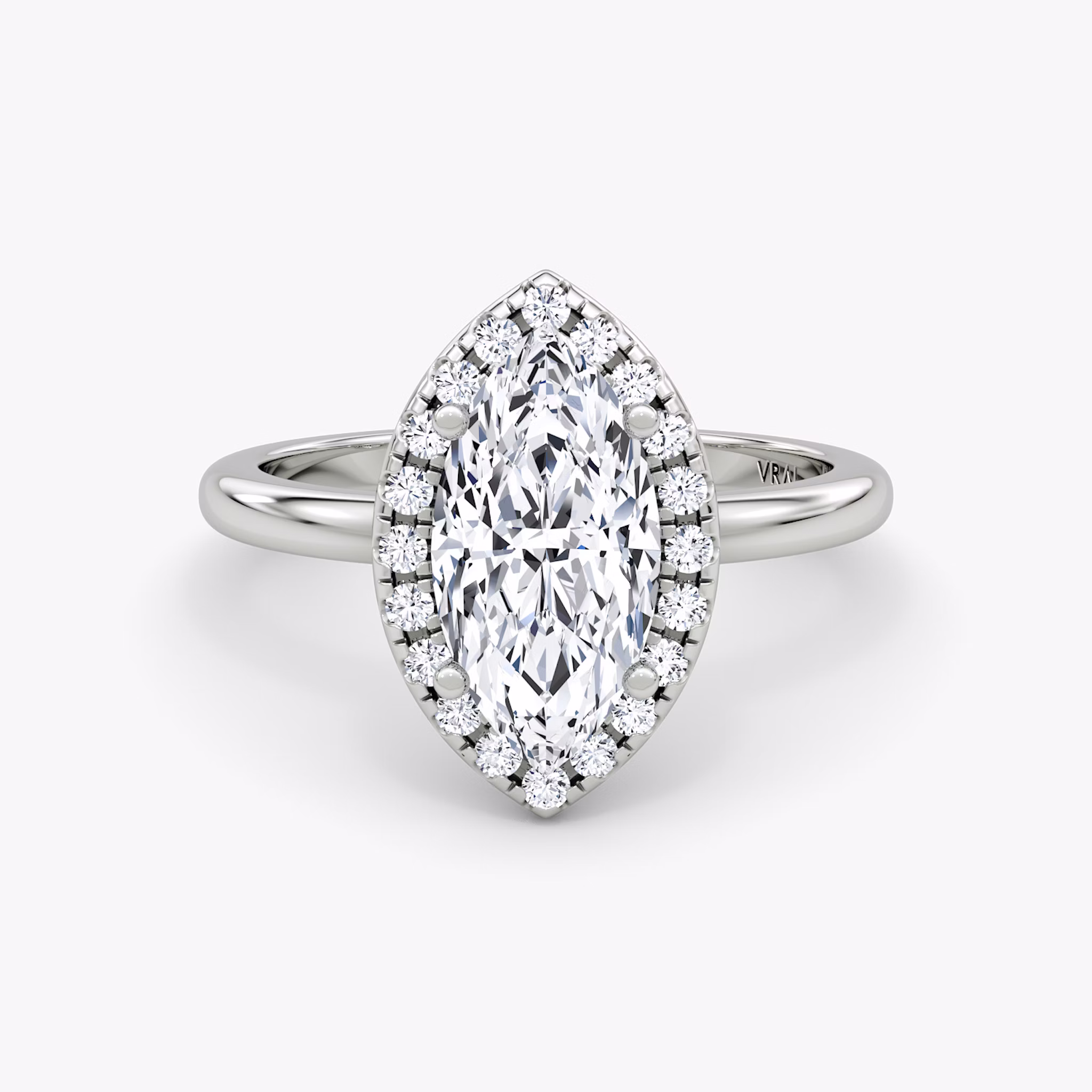 The Halo | Marquise | 18k | White Gold | bandAccent: Plain | haloSize: original | diamondOrientation: vertical | caratWeight: other
