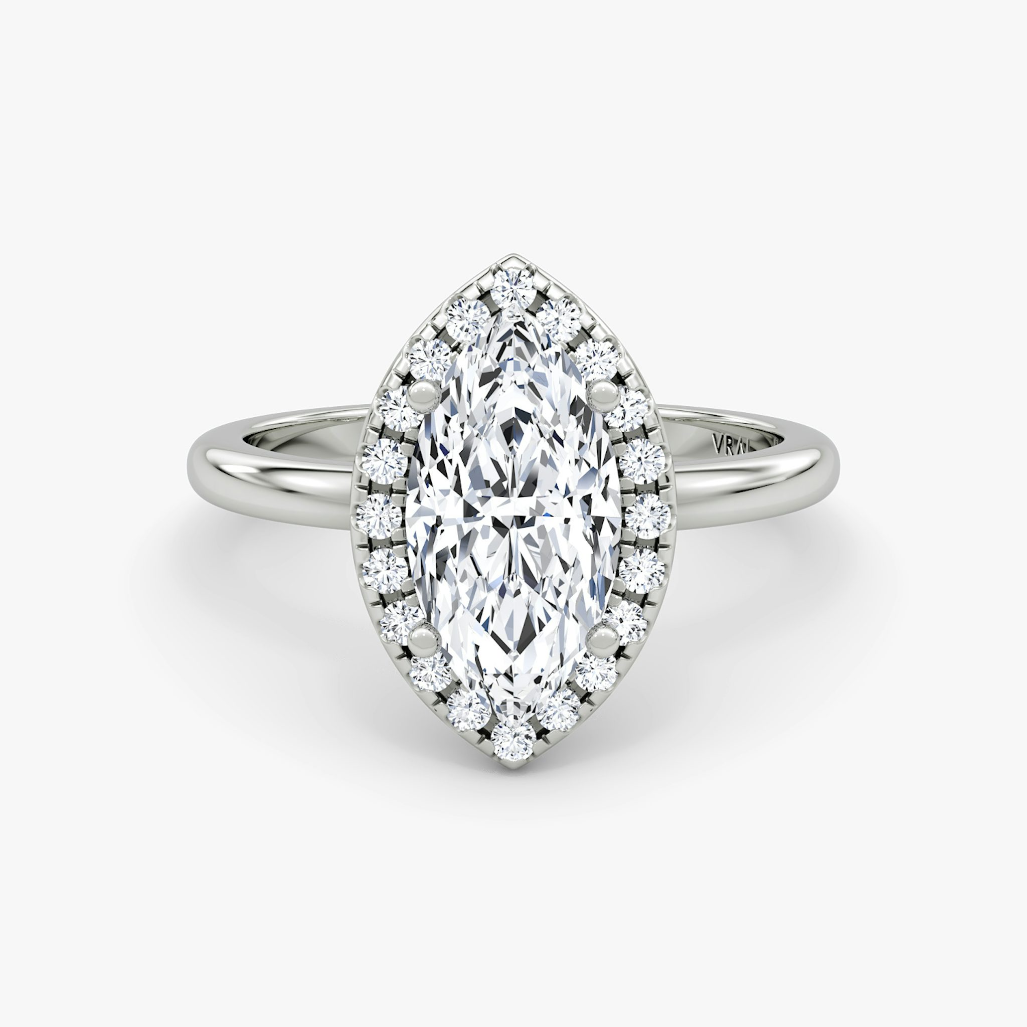 The Halo | Marquise | 18k | White Gold | bandAccent: Plain | haloSize: original | diamondOrientation: vertical | caratWeight: other