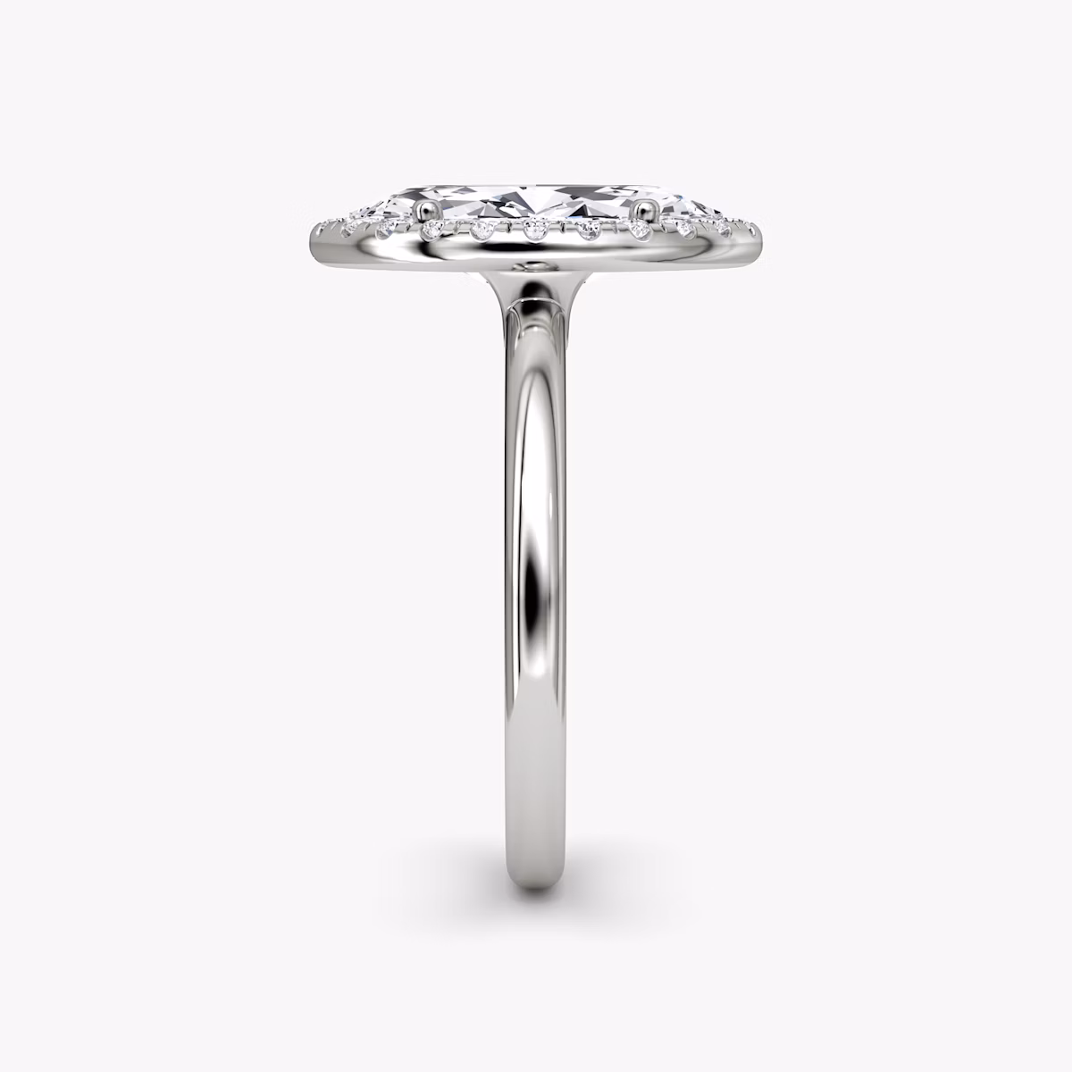 The Halo | Marquise | Platinum | bandAccent: Plain | haloSize: original | diamondOrientation: vertical | caratWeight: other