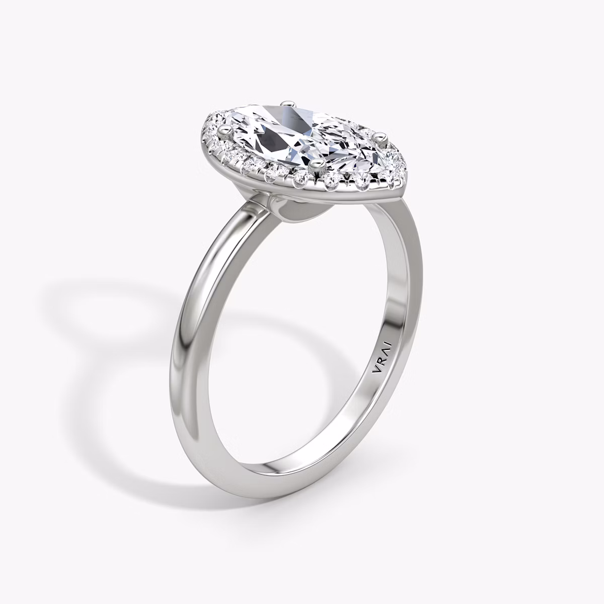 The Halo | Marquise | Platinum | bandAccent: Plain | haloSize: original | diamondOrientation: vertical | caratWeight: other