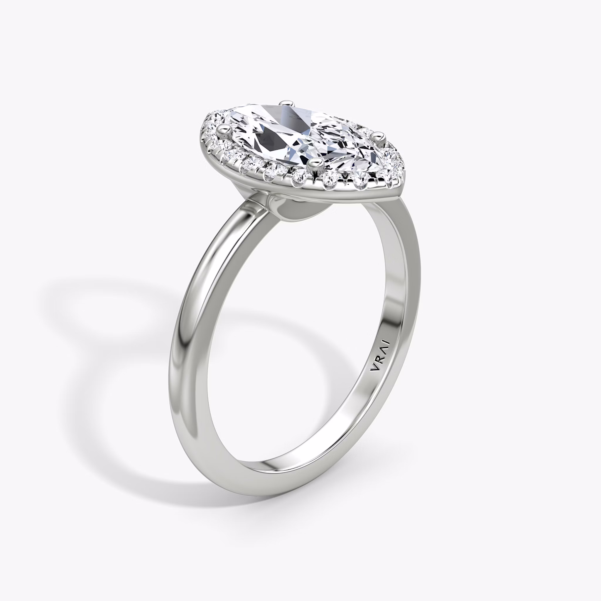 The Halo | Marquise | 18k | White Gold | bandAccent: Plain | haloSize: original | diamondOrientation: vertical | caratWeight: other