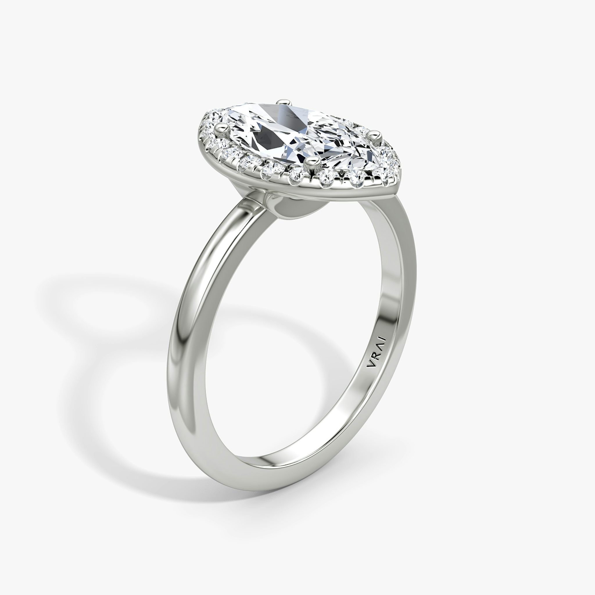 The Halo | Marquise | 18k | White Gold | bandAccent: Plain | haloSize: original | diamondOrientation: vertical | caratWeight: other