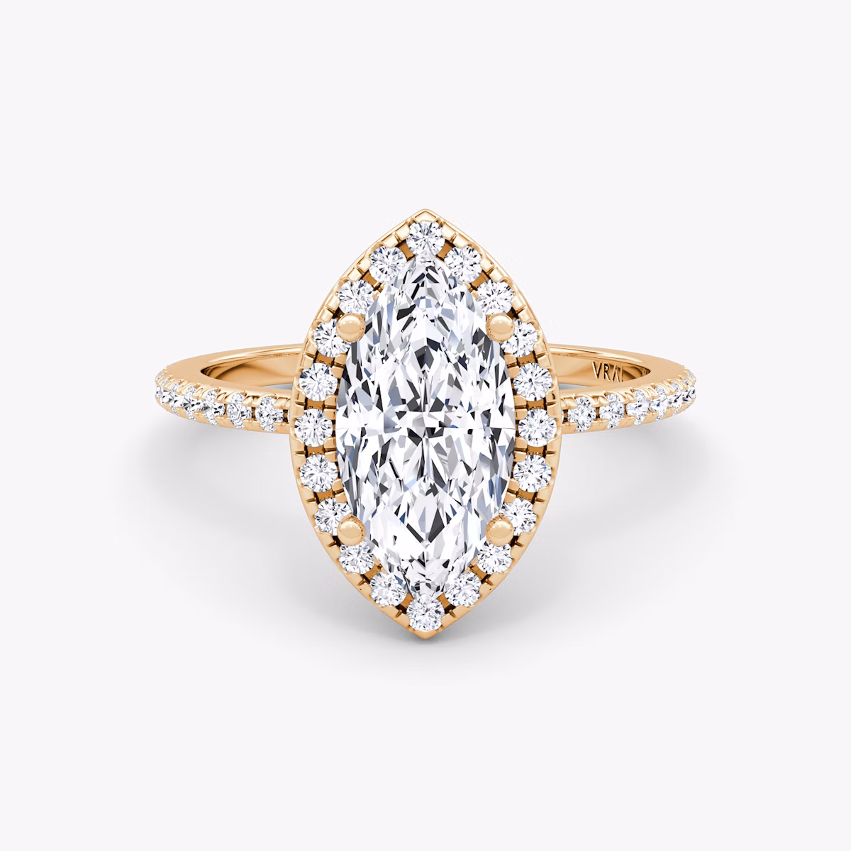 The Halo | Marquise | 14k | Rose Gold | bandAccent: Pavé | haloSize: original | diamondOrientation: vertical | caratWeight: other