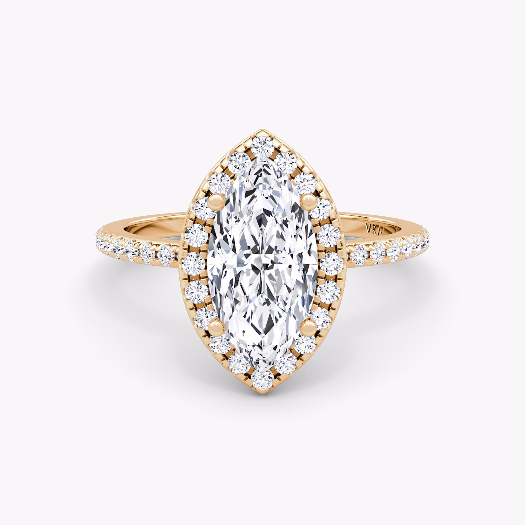 The Halo | Marquise | 14k | Rose Gold | bandAccent: Pavé | haloSize: original | diamondOrientation: vertical | caratWeight: other