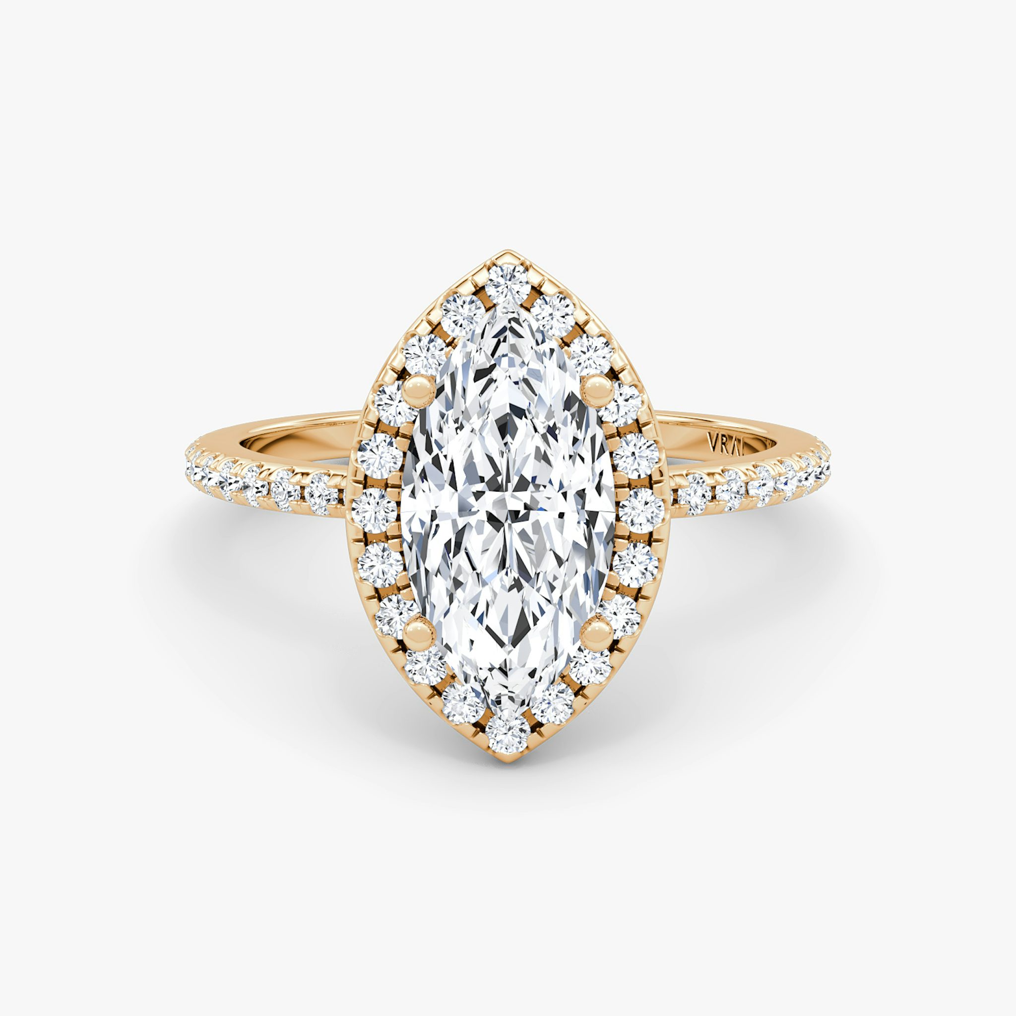 The Halo | Marquise | 14k | Rose Gold | bandAccent: Pavé | haloSize: original | diamondOrientation: vertical | caratWeight: other