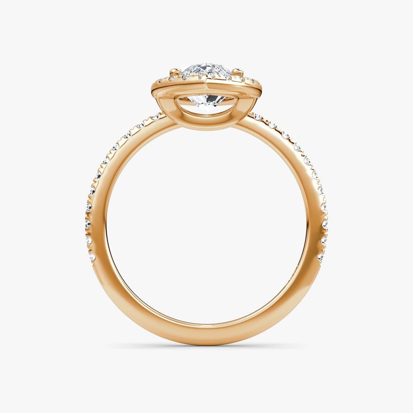 Anillo de compromiso Halo | Marquise | 14k | Oro rosa | bandAccent: Pavé | haloSize: original | diamondOrientation: vertical | caratWeight: other