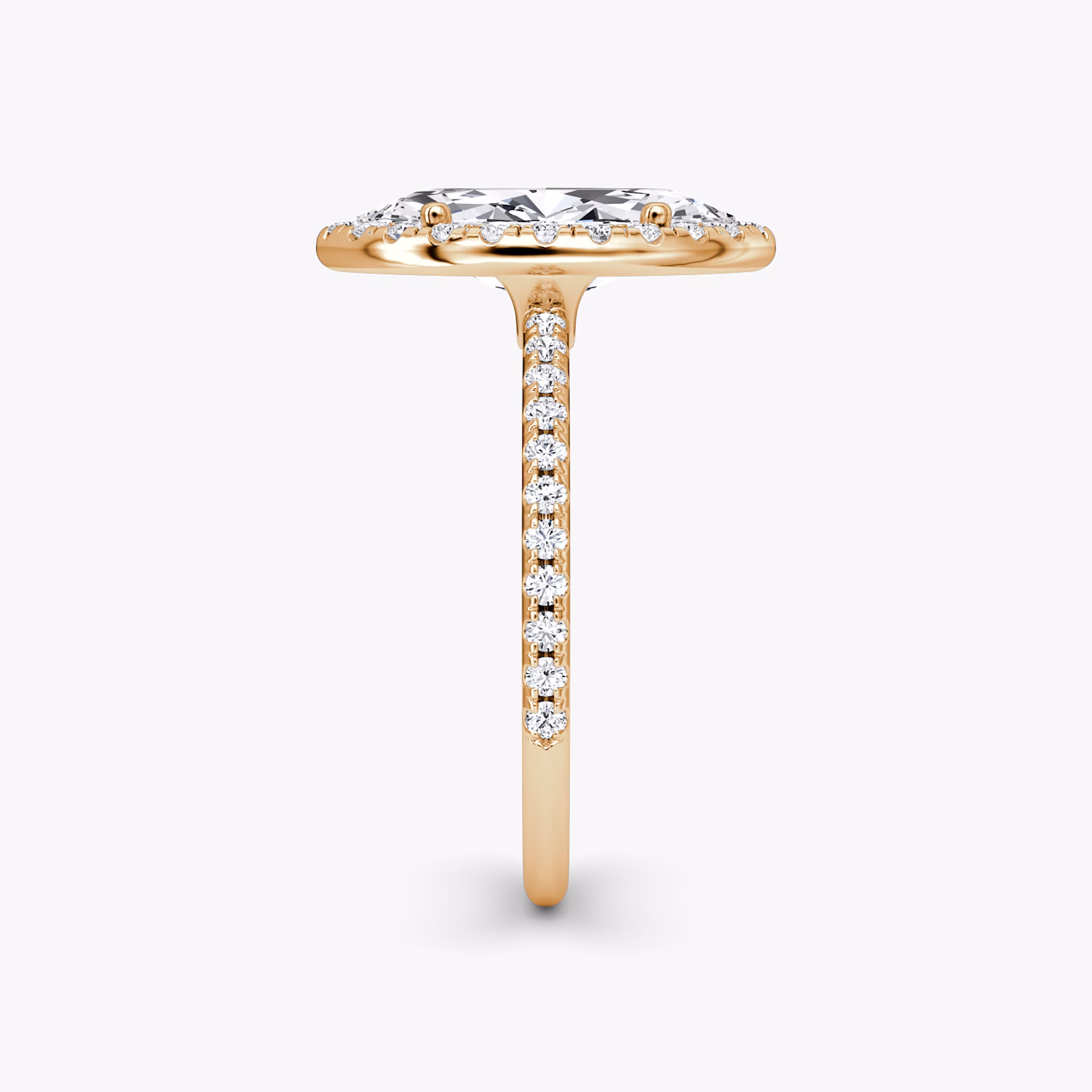 The Halo | Marquise | 14k | Rose Gold | bandAccent: Pavé | haloSize: original | diamondOrientation: vertical | caratWeight: other