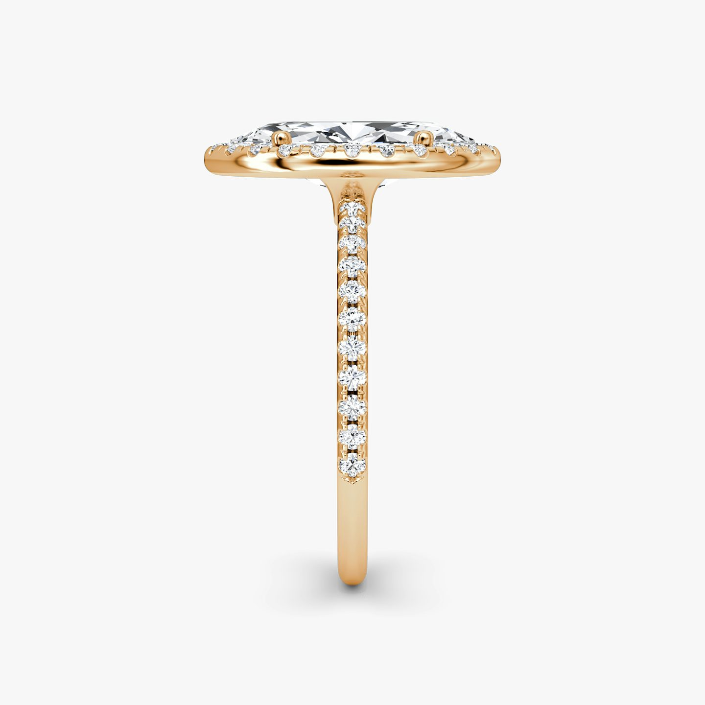 Anillo de compromiso Halo | Marquise | 14k | Oro rosa | bandAccent: Pavé | haloSize: original | diamondOrientation: vertical | caratWeight: other