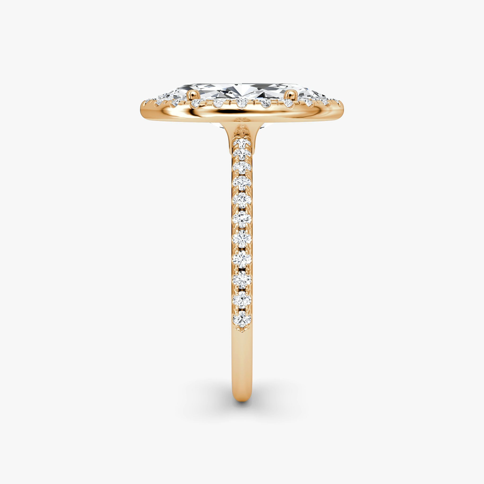 The Halo | Marquise | 14k | Rose Gold | bandAccent: Pavé | haloSize: original | diamondOrientation: vertical | caratWeight: other