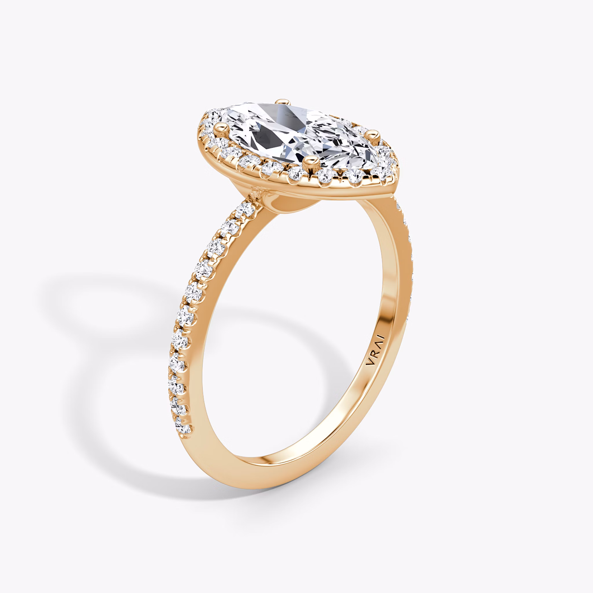 The Halo | Marquise | 14k | Rose Gold | bandAccent: Pavé | haloSize: original | diamondOrientation: vertical | caratWeight: other