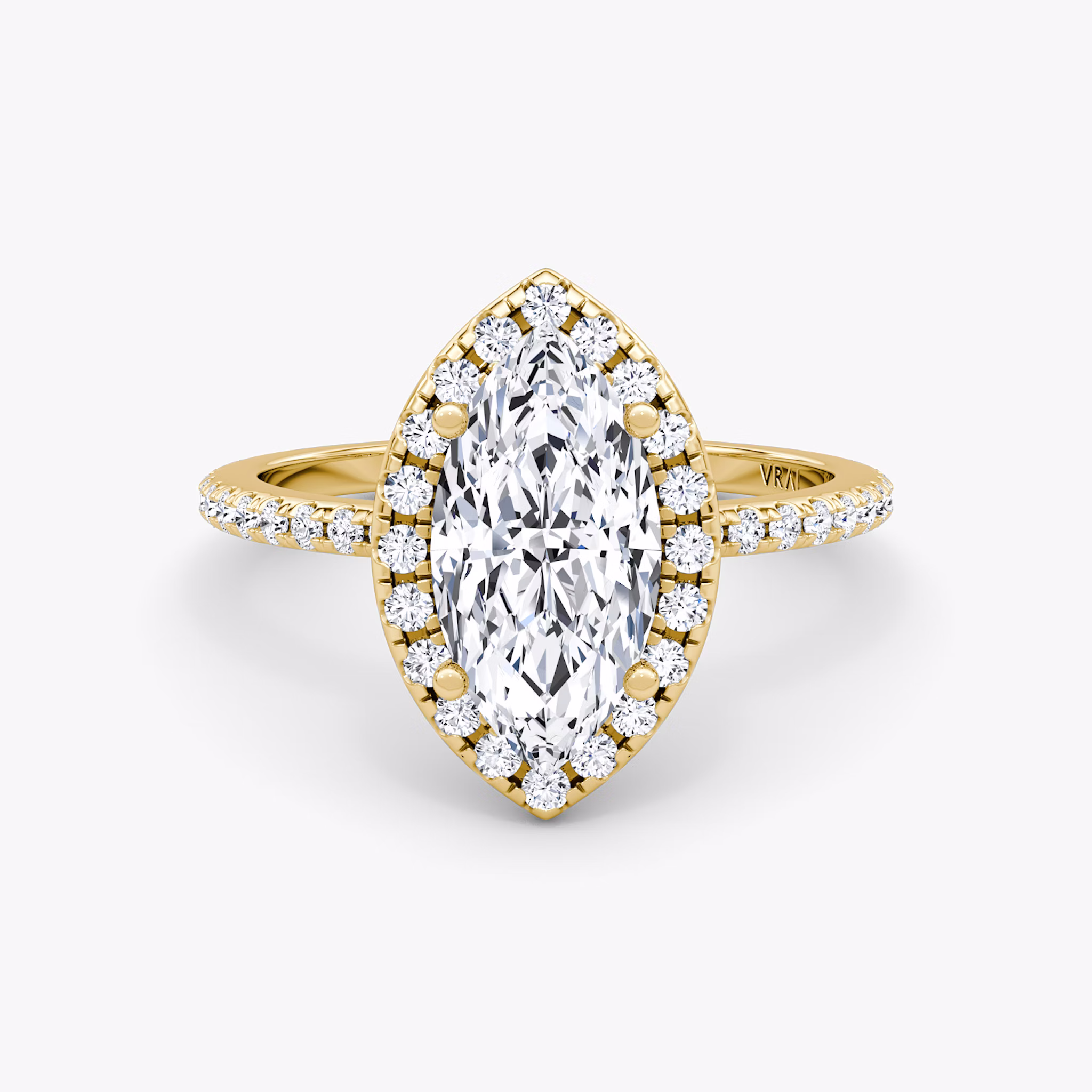 The Halo | Marquise | 18k | Yellow Gold | bandAccent: Pavé | haloSize: original | diamondOrientation: vertical | caratWeight: other