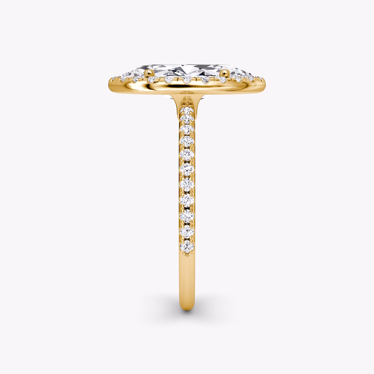 The Halo | Marquise | 18k | Yellow Gold | bandAccent: Pavé | haloSize: original | diamondOrientation: vertical | caratWeight: other