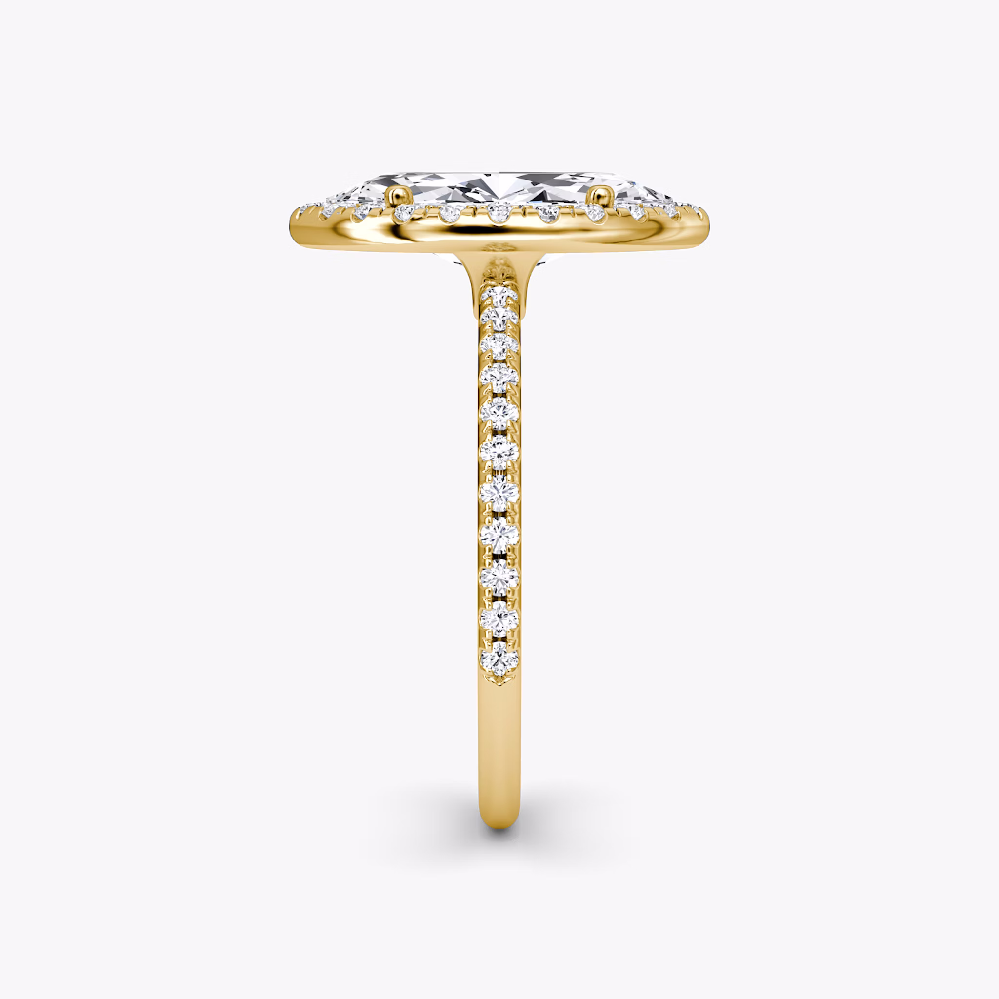 The Halo | Marquise | 18k | Yellow Gold | bandAccent: Pavé | haloSize: original | diamondOrientation: vertical | caratWeight: other
