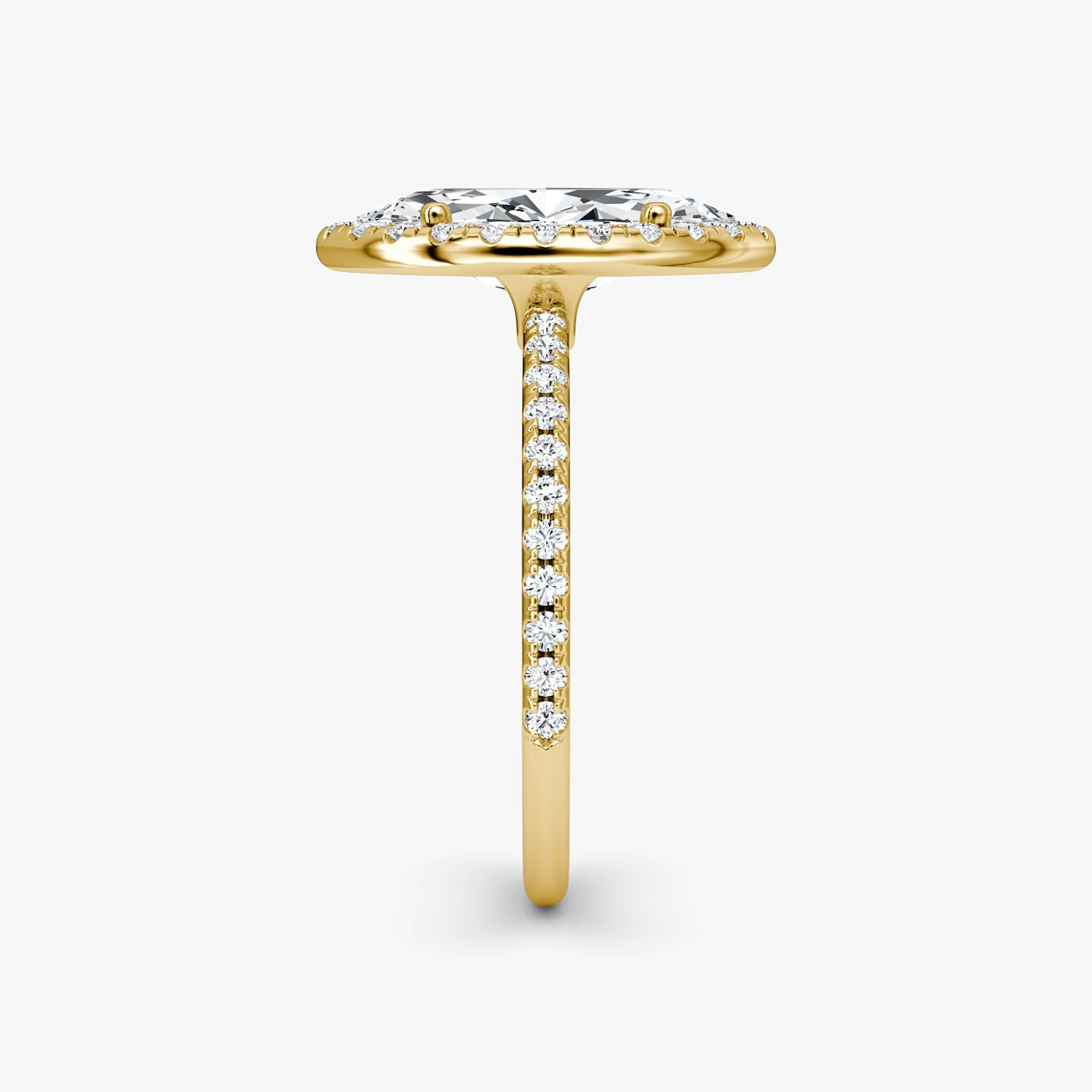The Halo | Marquise | 18k | Yellow Gold | bandAccent: Pavé | haloSize: original | diamondOrientation: vertical | caratWeight: other