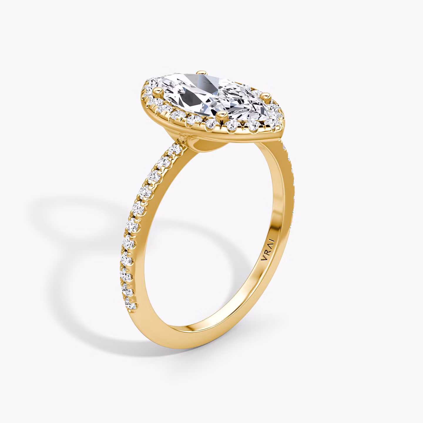The Halo | Marquise | 18k | Yellow Gold | bandAccent: Pavé | haloSize: original | diamondOrientation: vertical | caratWeight: other