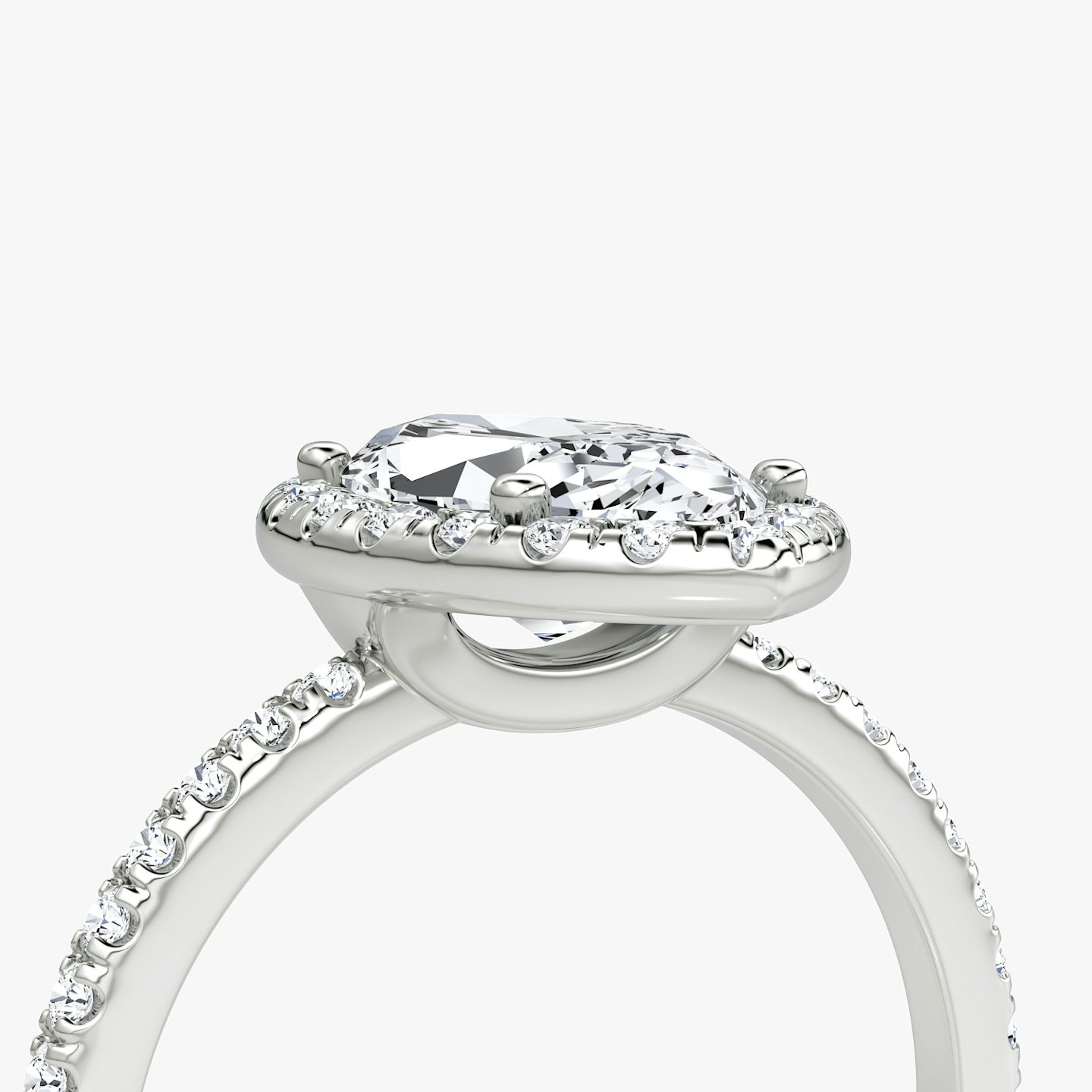 The Halo | Marquise | 18k | White Gold | bandAccent: Pavé | haloSize: original | diamondOrientation: vertical | caratWeight: other
