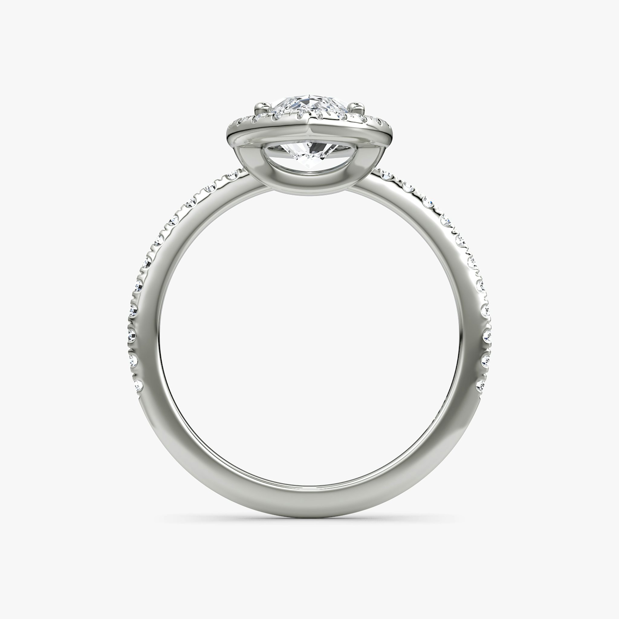 The Halo | Marquise | Platinum | bandAccent: Pavé | haloSize: original | diamondOrientation: vertical | caratWeight: other