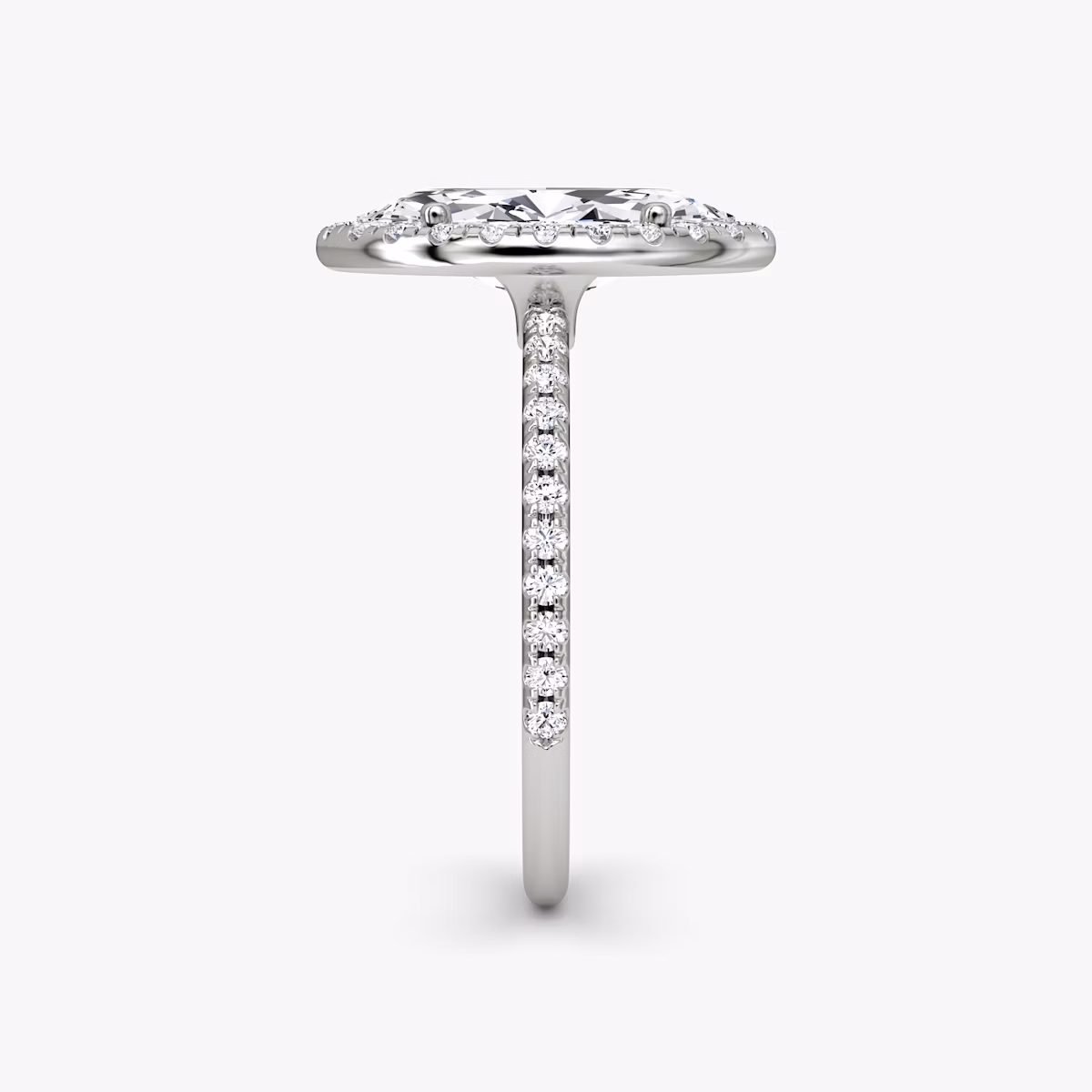 The Halo | Marquise | 18k | White Gold | bandAccent: Pavé | haloSize: original | diamondOrientation: vertical | caratWeight: other