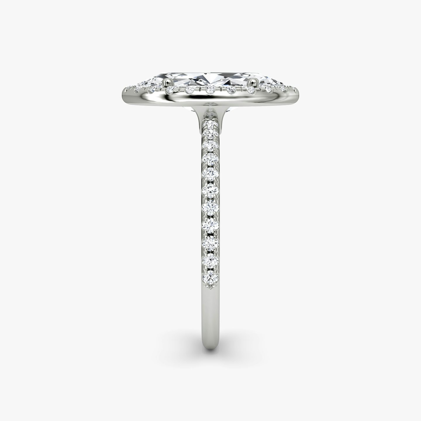 The Halo | Marquise | 18k | White Gold | bandAccent: Pavé | haloSize: original | diamondOrientation: vertical | caratWeight: other