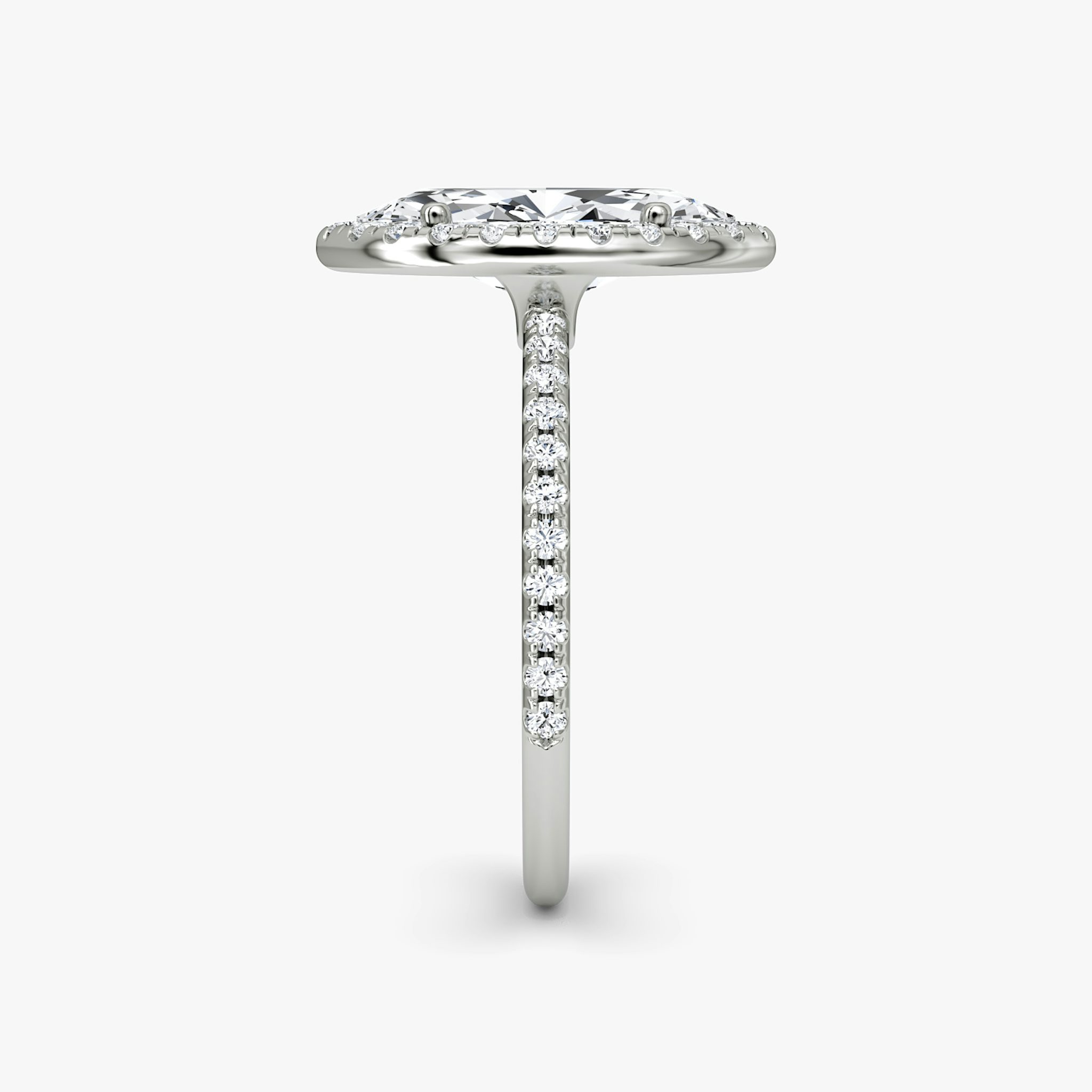 The Halo | Marquise | Platinum | bandAccent: Pavé | haloSize: original | diamondOrientation: vertical | caratWeight: other